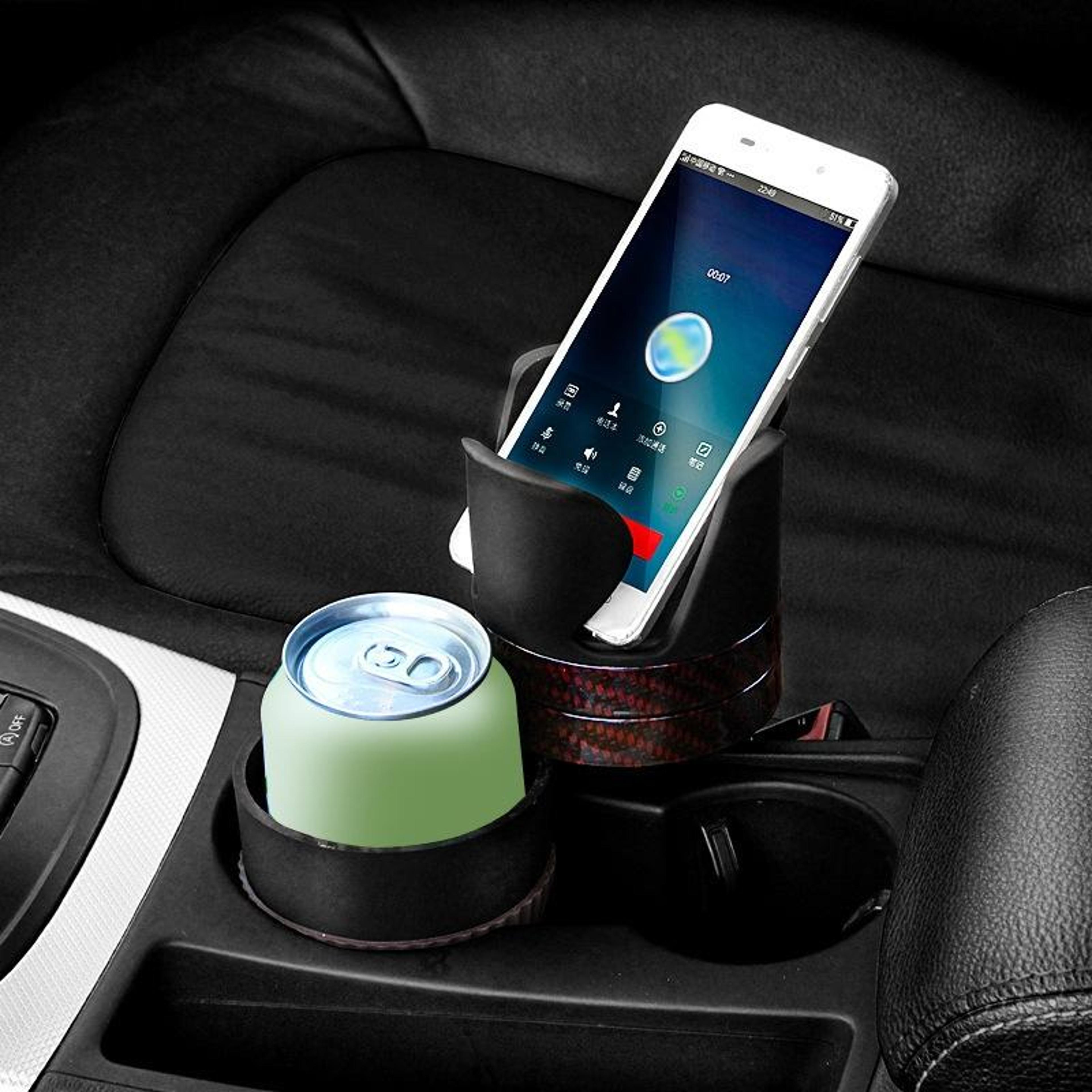 360° rotating car air vent cup holder & phone storage organizer