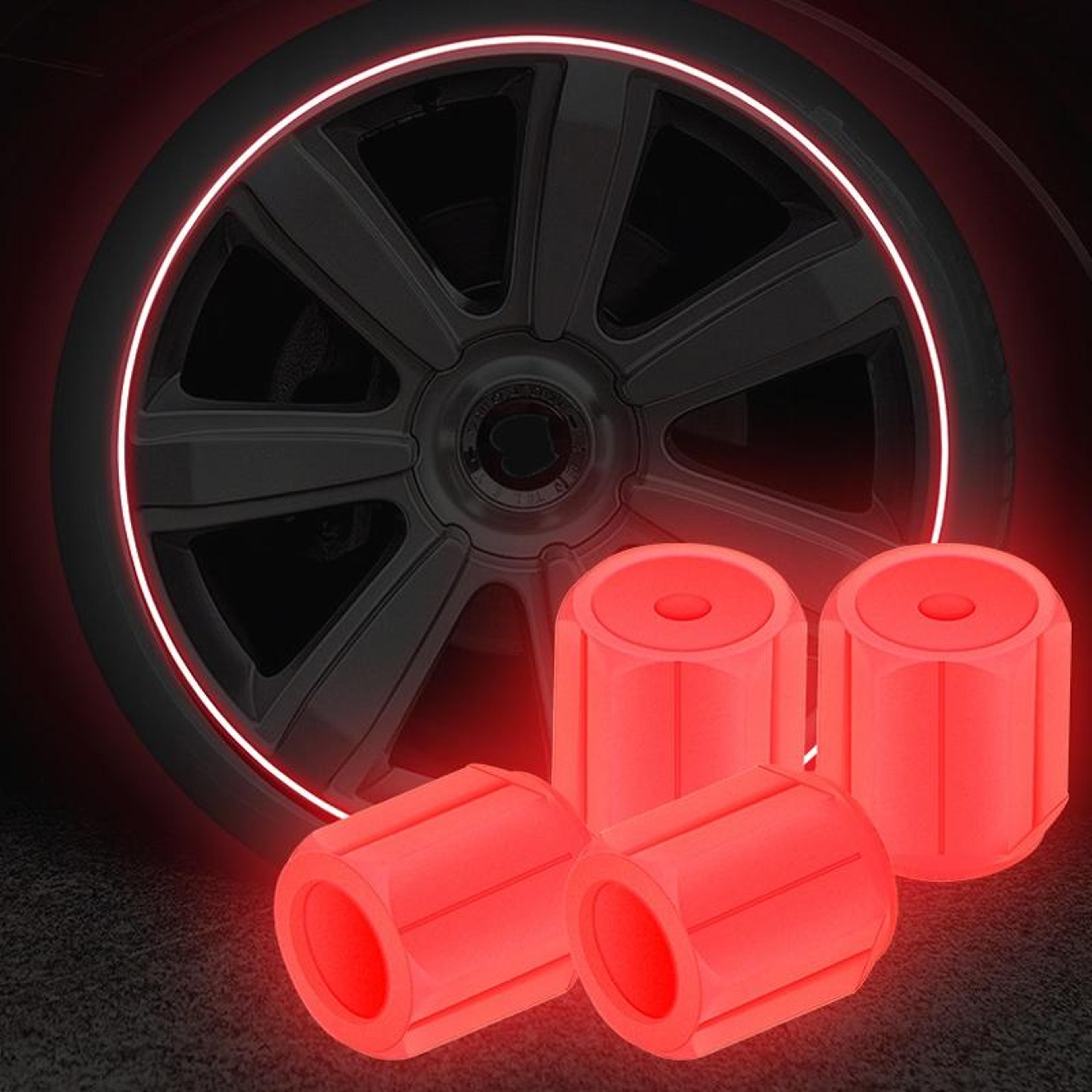 universal luminous tire valve caps 5-pack for cars & motorcycles