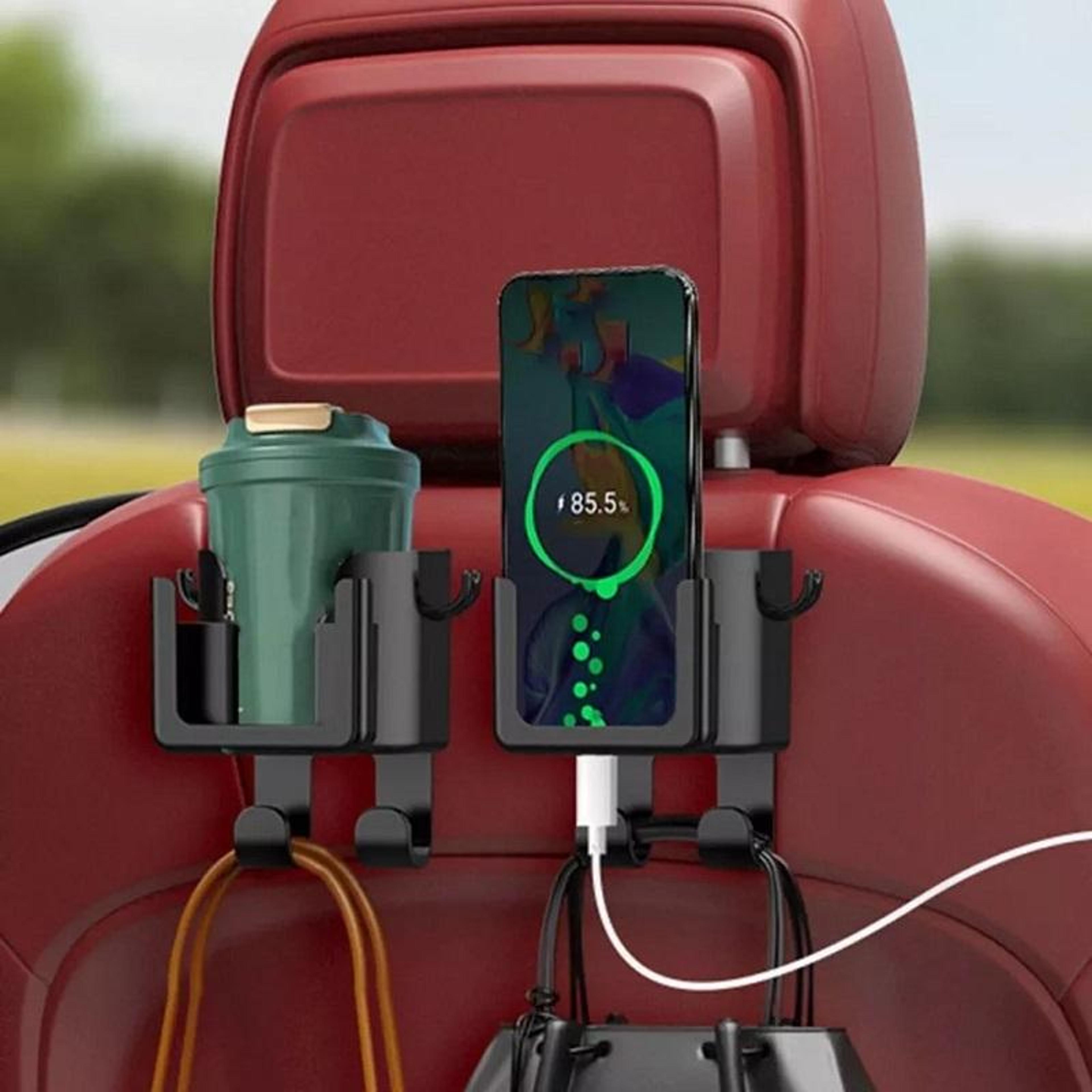 car cup holder organizer with phone mount & seat hook set 2pcs