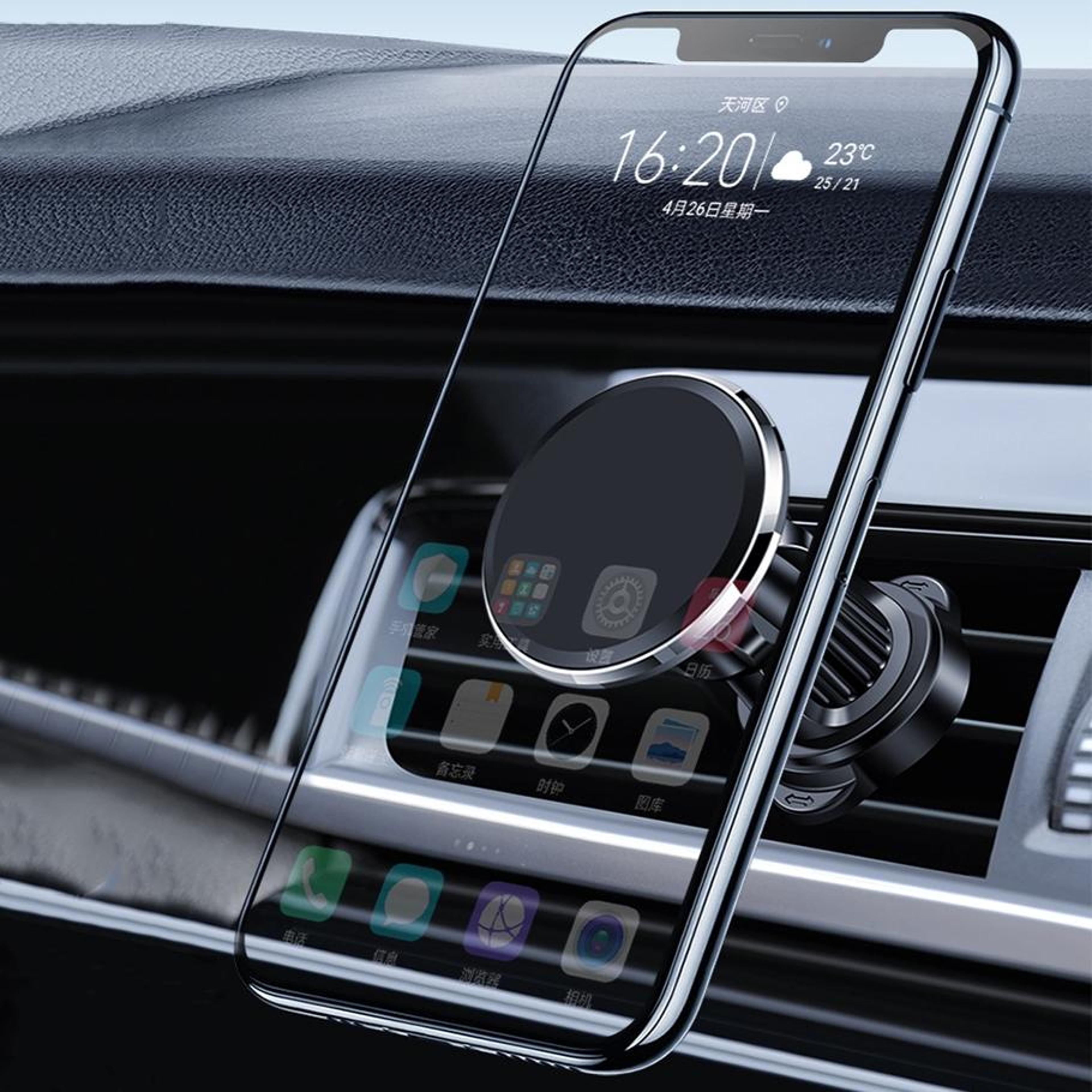 magnetic car phone mount air vent holder with secure locking clip