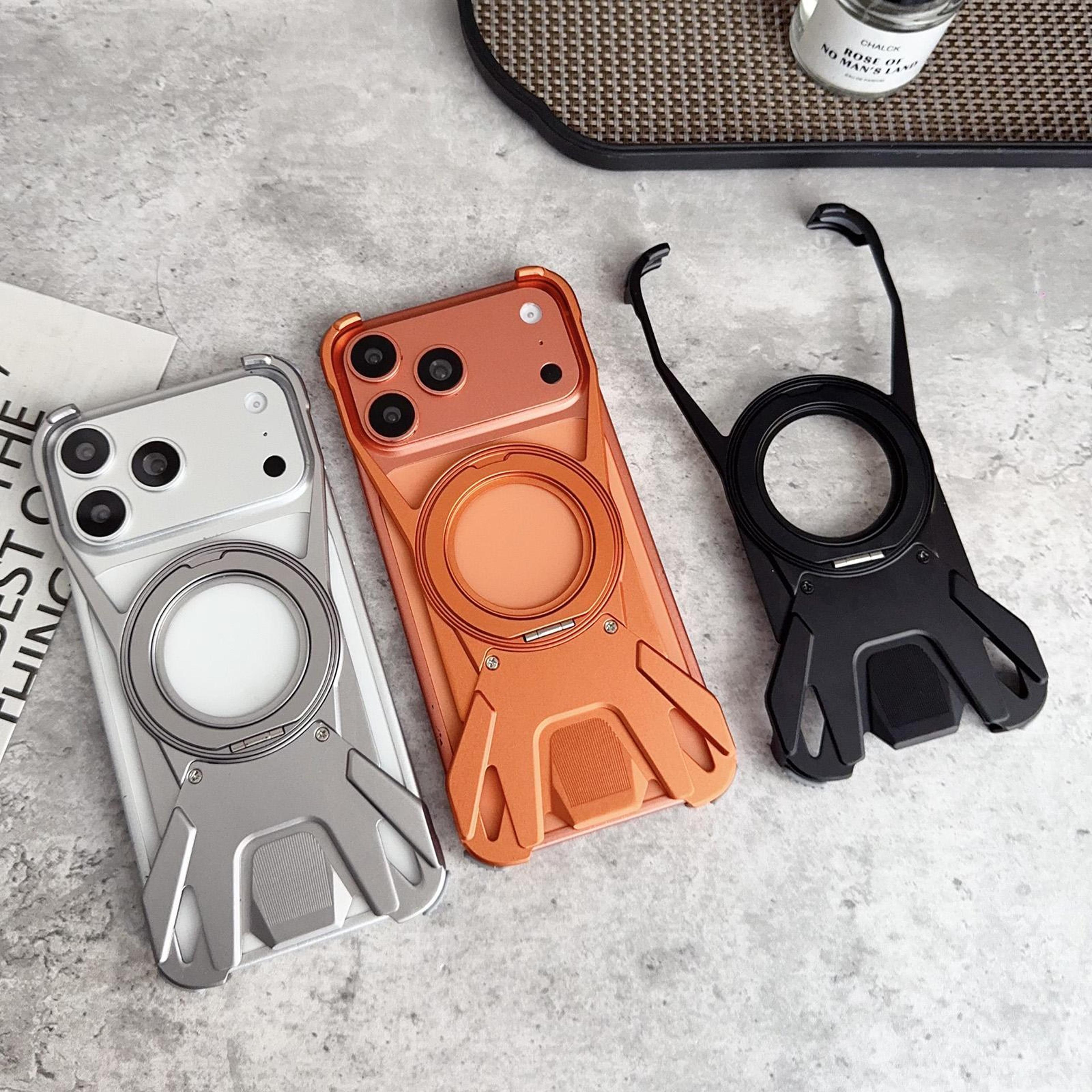racing metal case for iphone 17 pro or 17 pro max with 360° rotating stand & magnetic charging