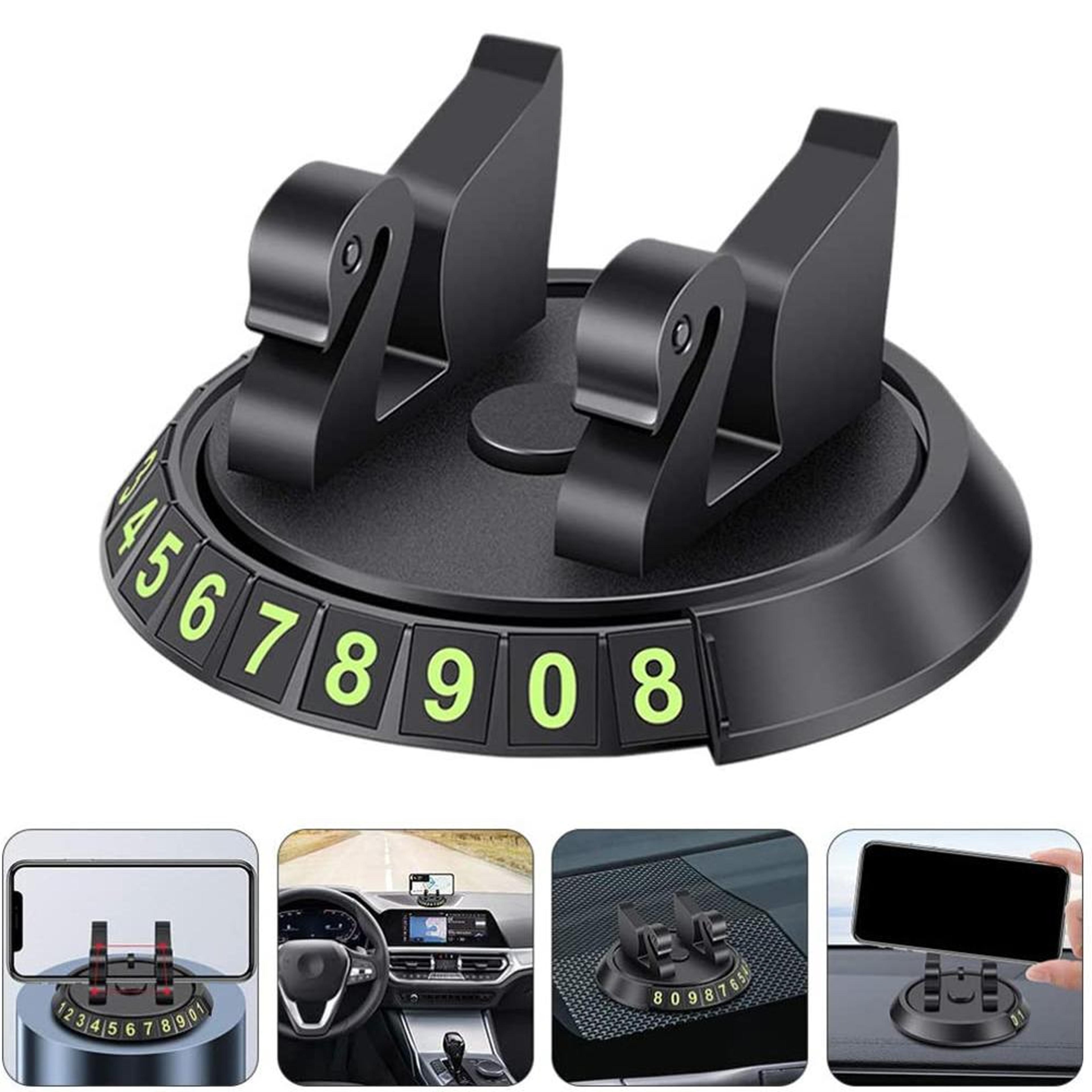 360° rotating swan car phone holder with hidden parking number plate