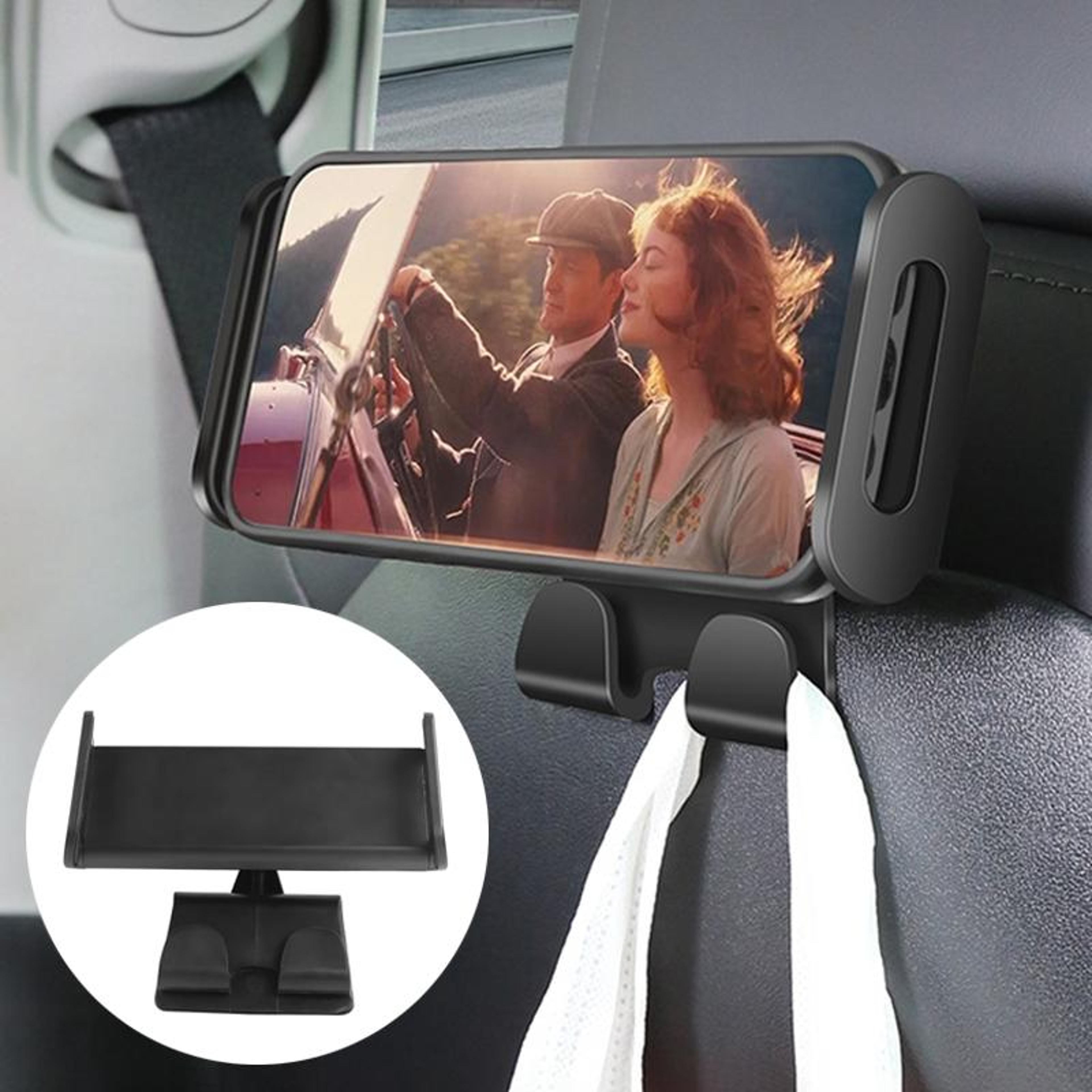 tesla model 3/y rear seat tablet & phone holder with dual hook 360° rotating mount