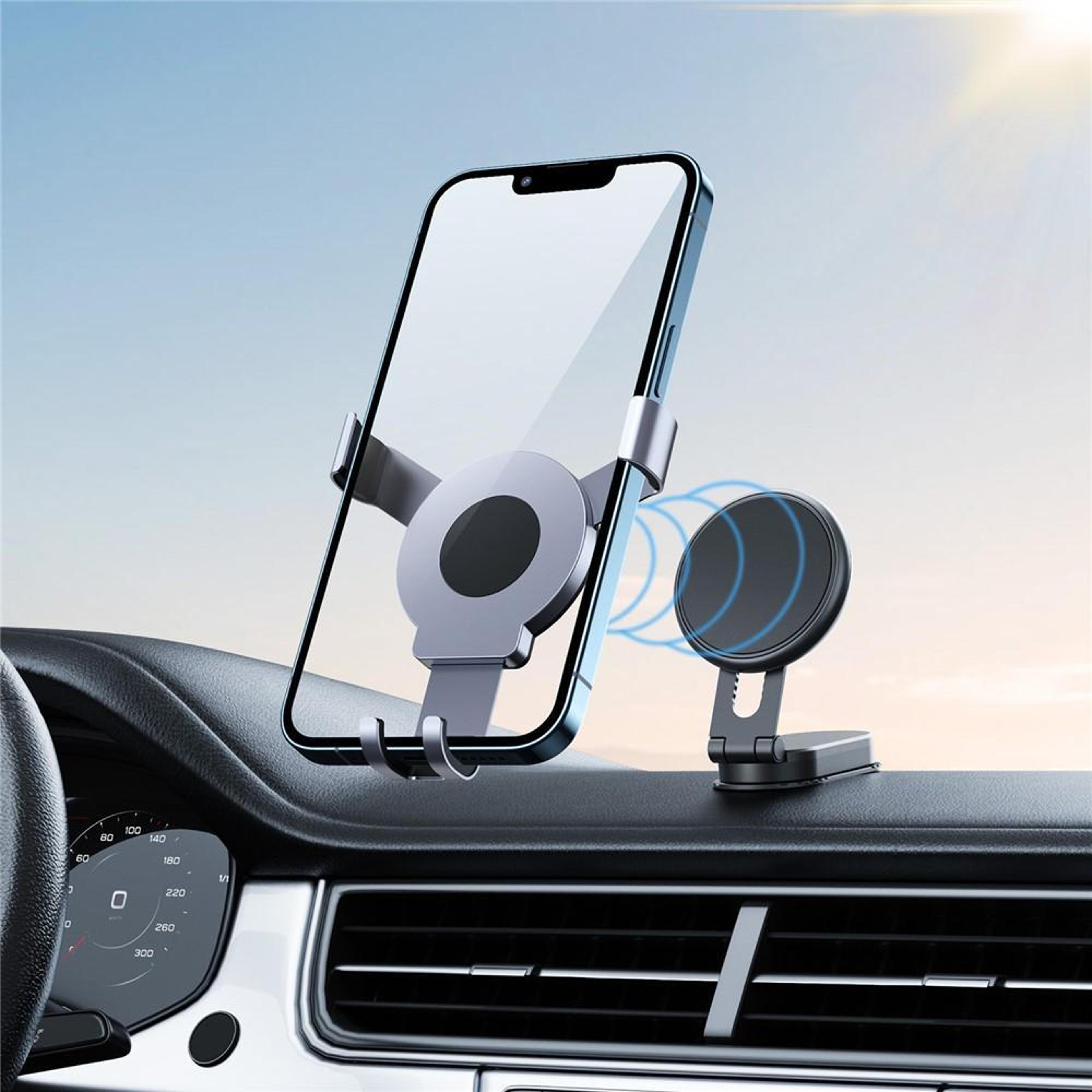aluminum magnetic phone holder for car vent & desktop use