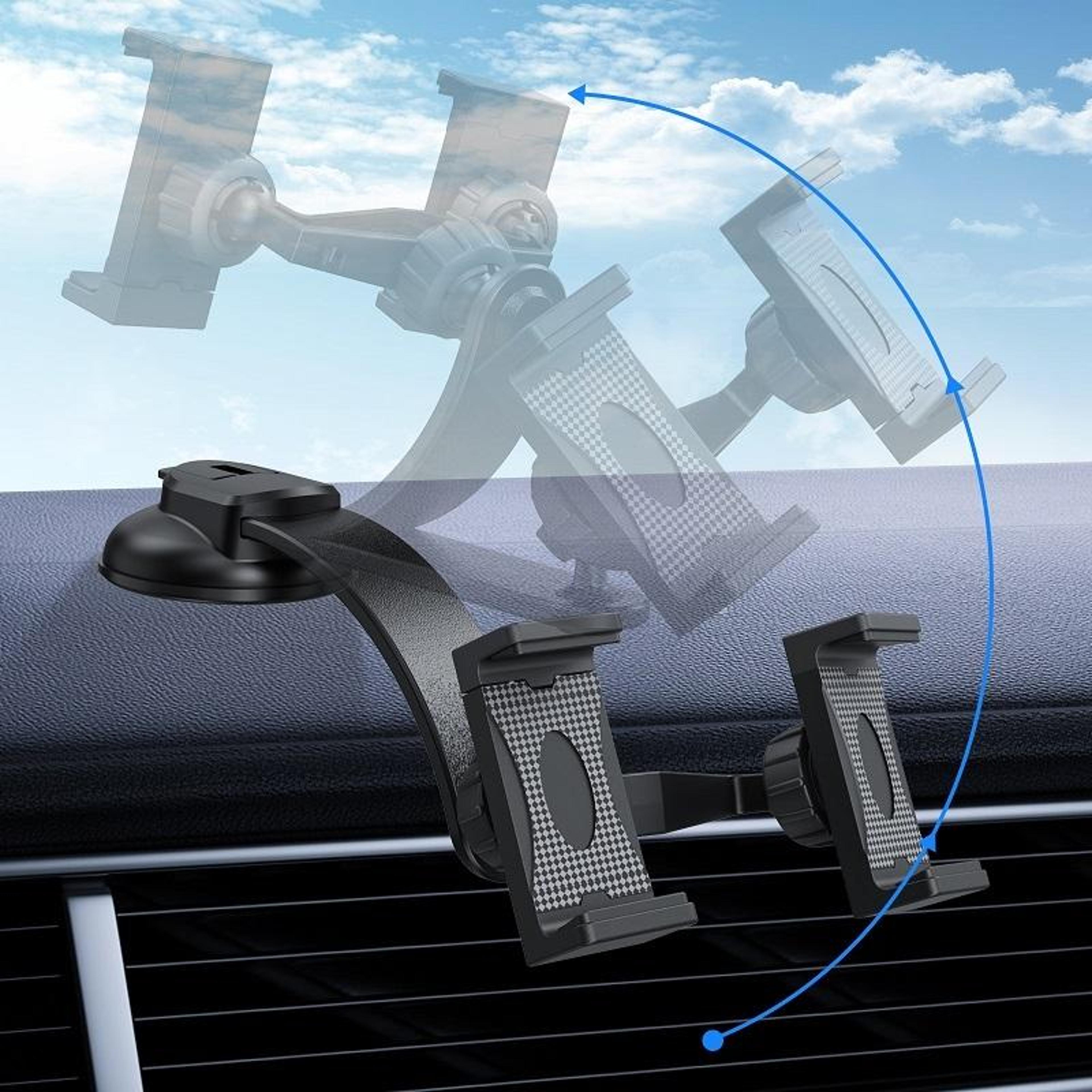 360° dashboard phone mount with reusable suction cup for secure hands-free driving
