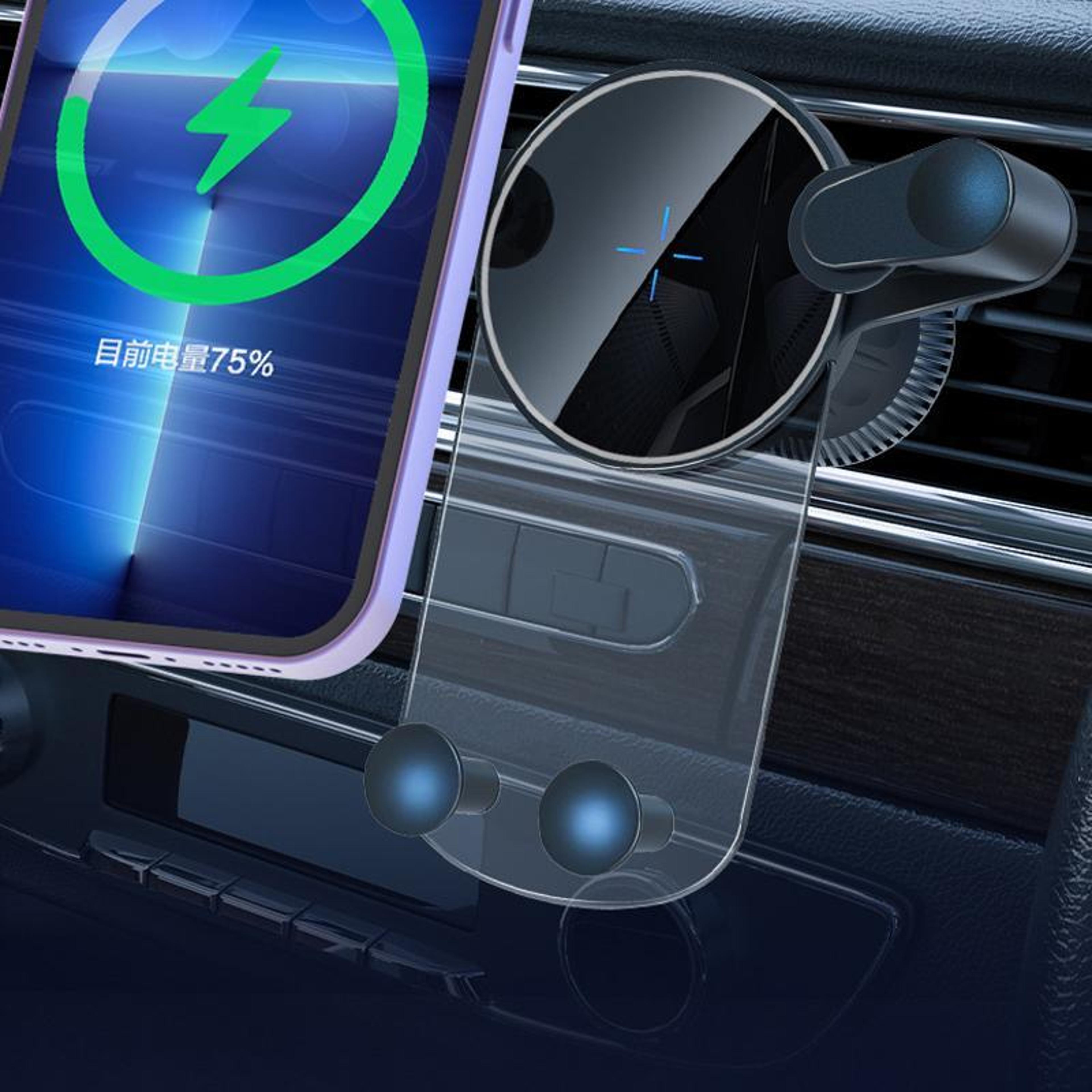 15w fast wireless car charger mount with snap-on air vent holder & 360° rotation