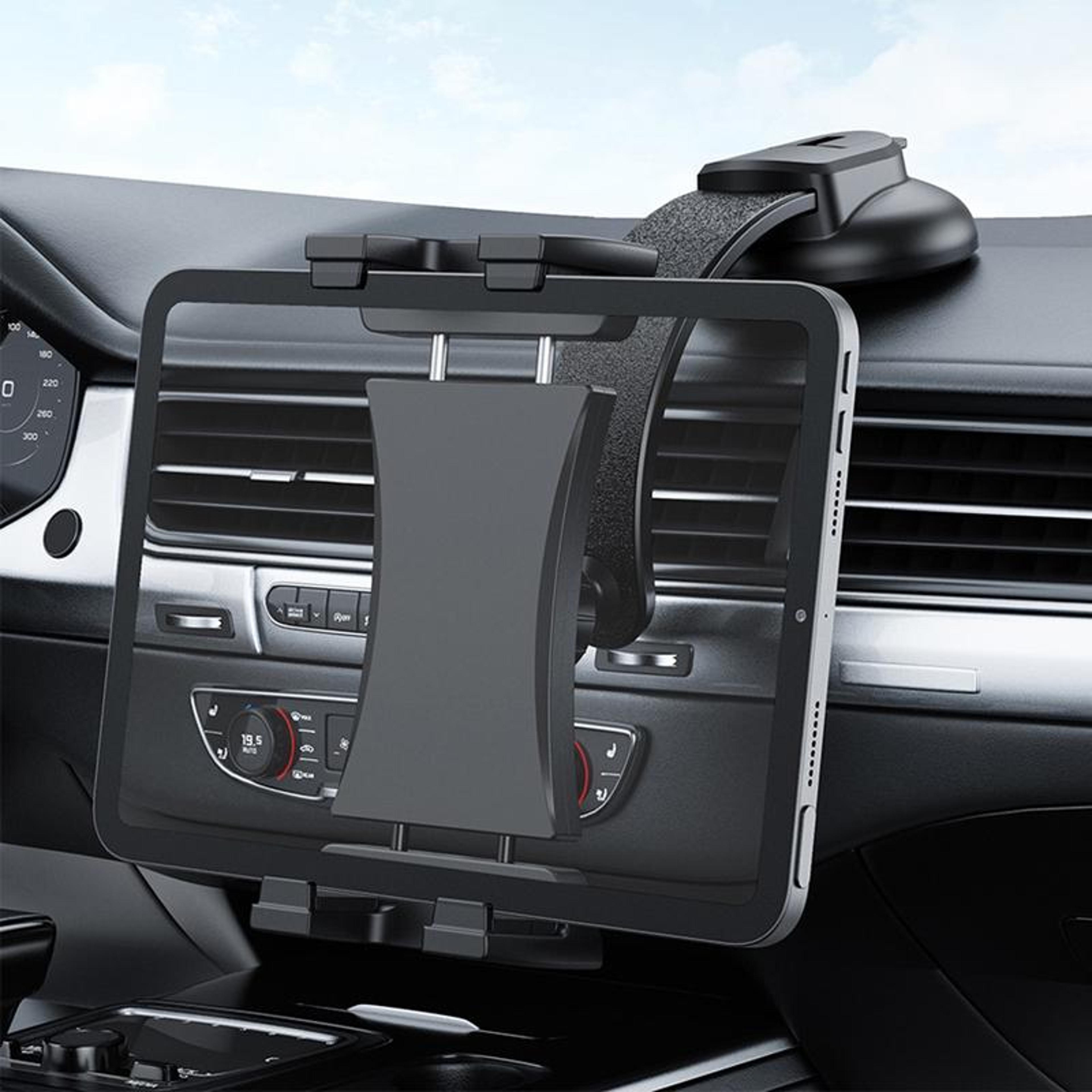 universal car tablet holder with 360° suction mount for ipad & smartphones