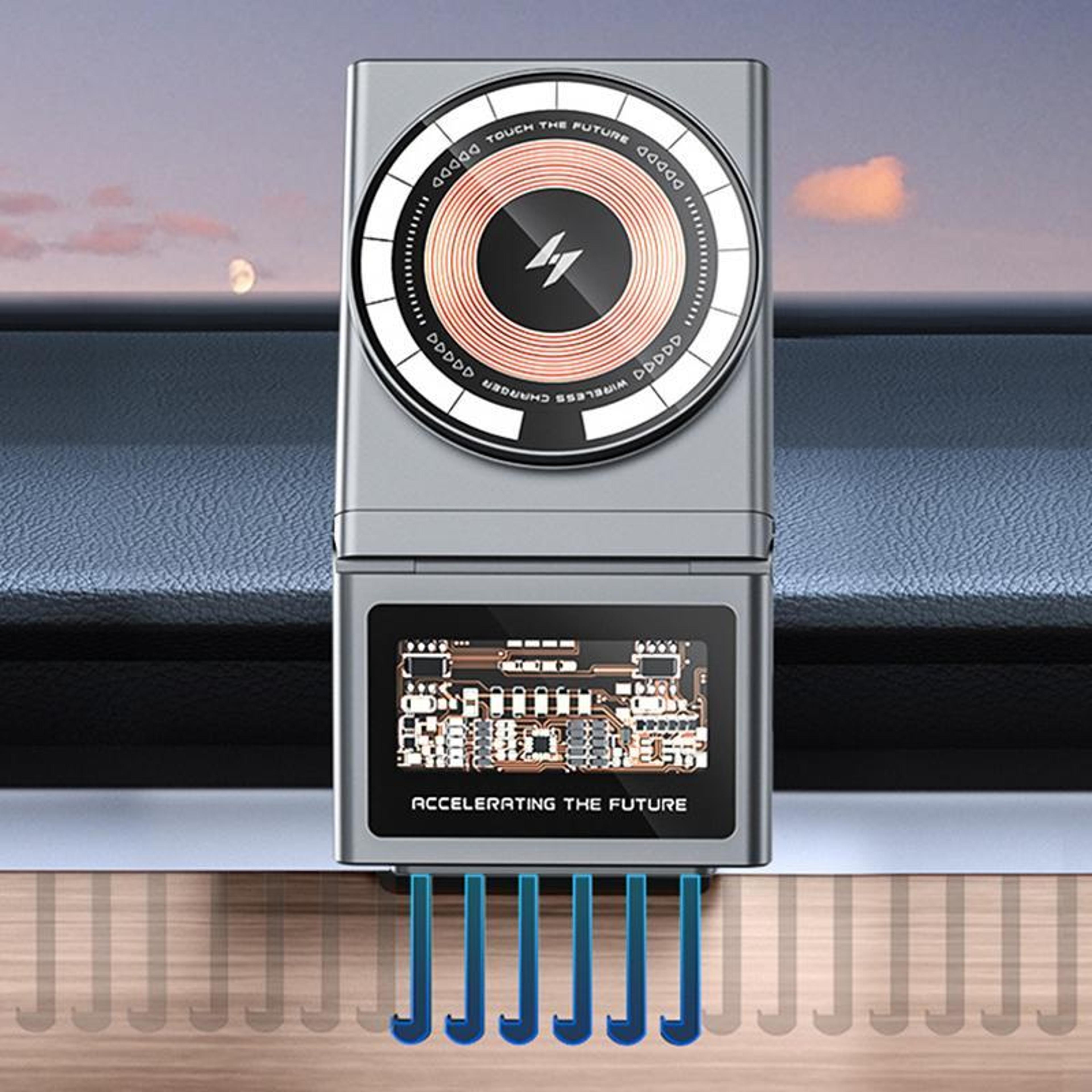 wireless charging phone holder with auto-clamp & 360° rotation