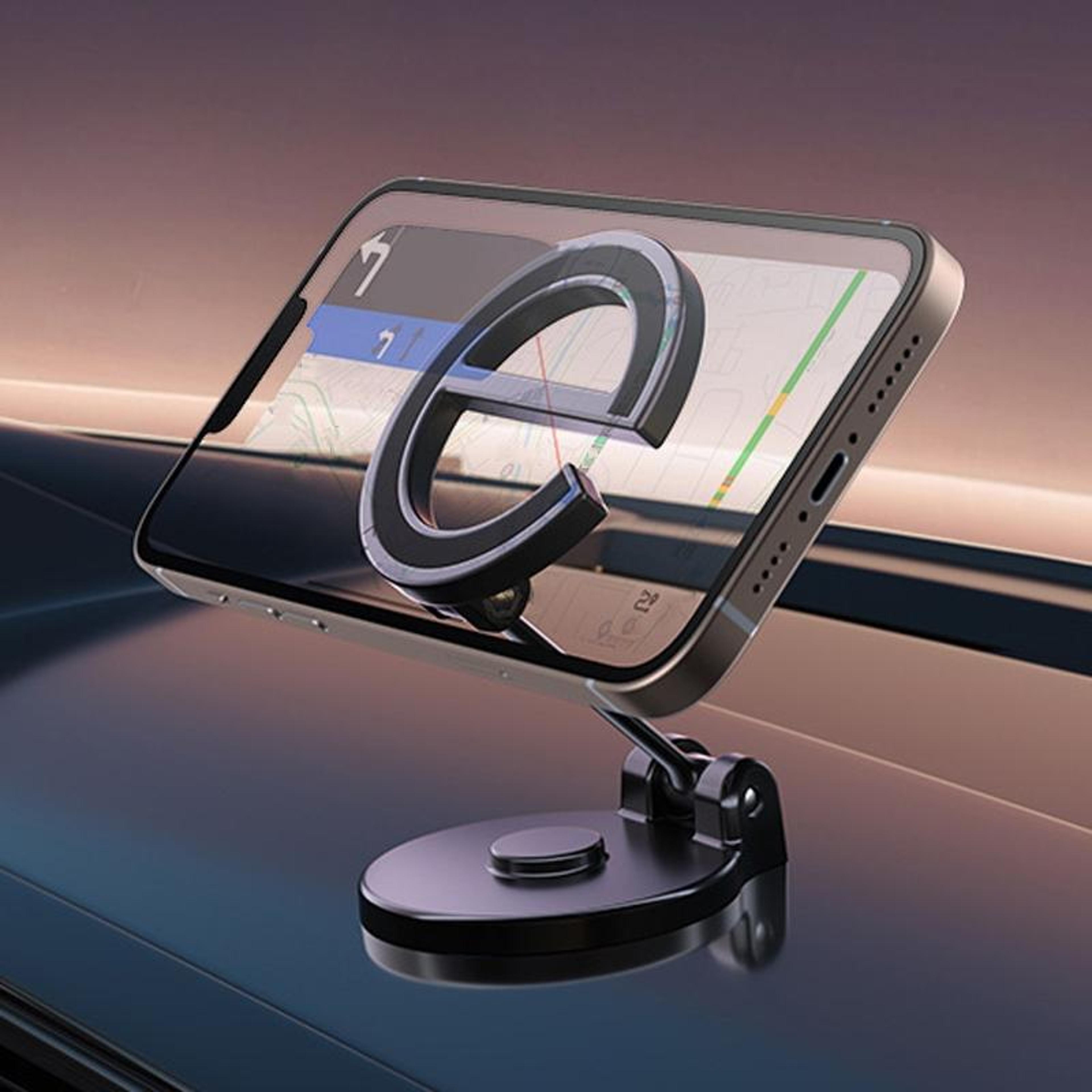 d38 letter e magnetic folding car phone holder dashboard stick-on navigation stand