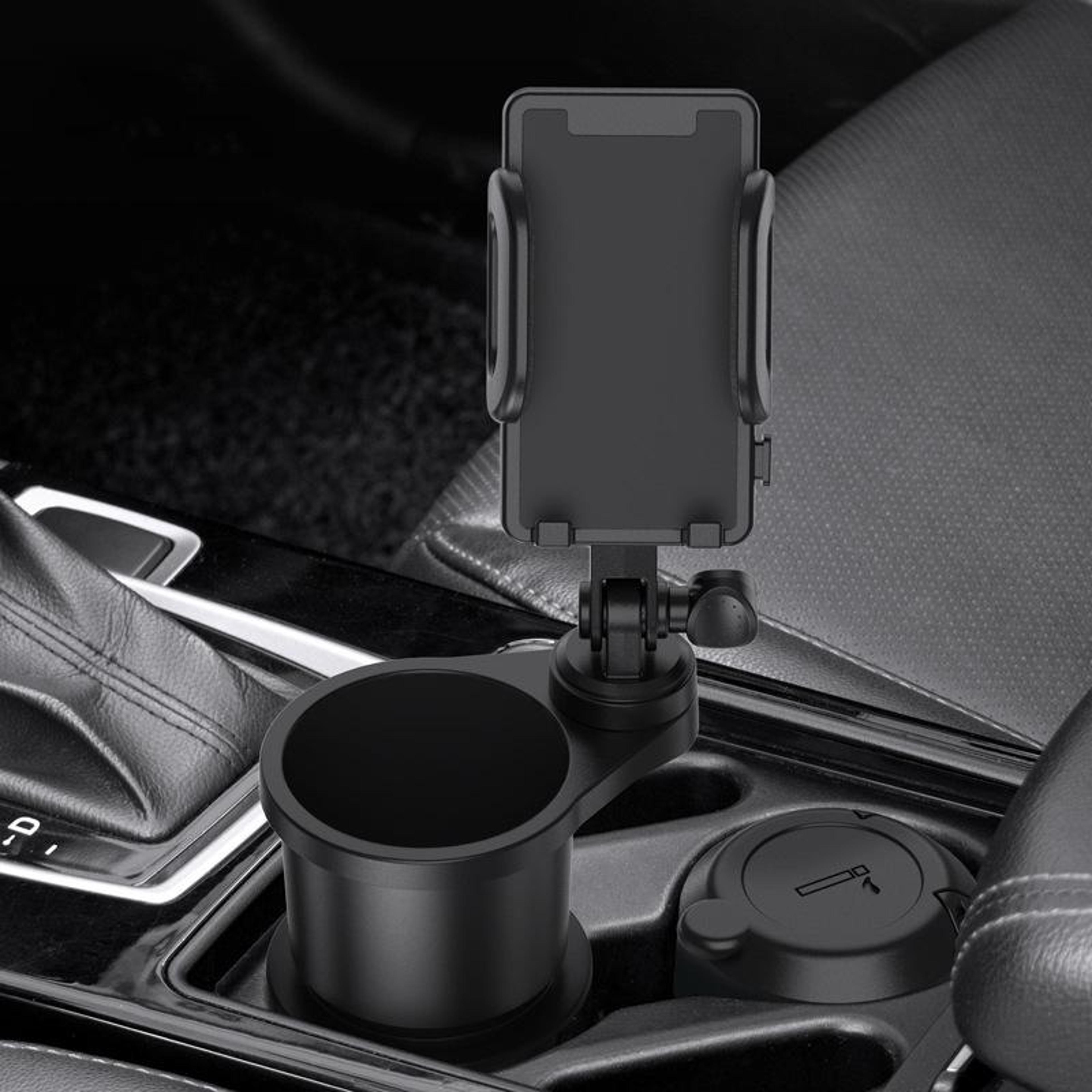 2-in-1 car cup holder phone mount & beverage holder universal hands free car organizer