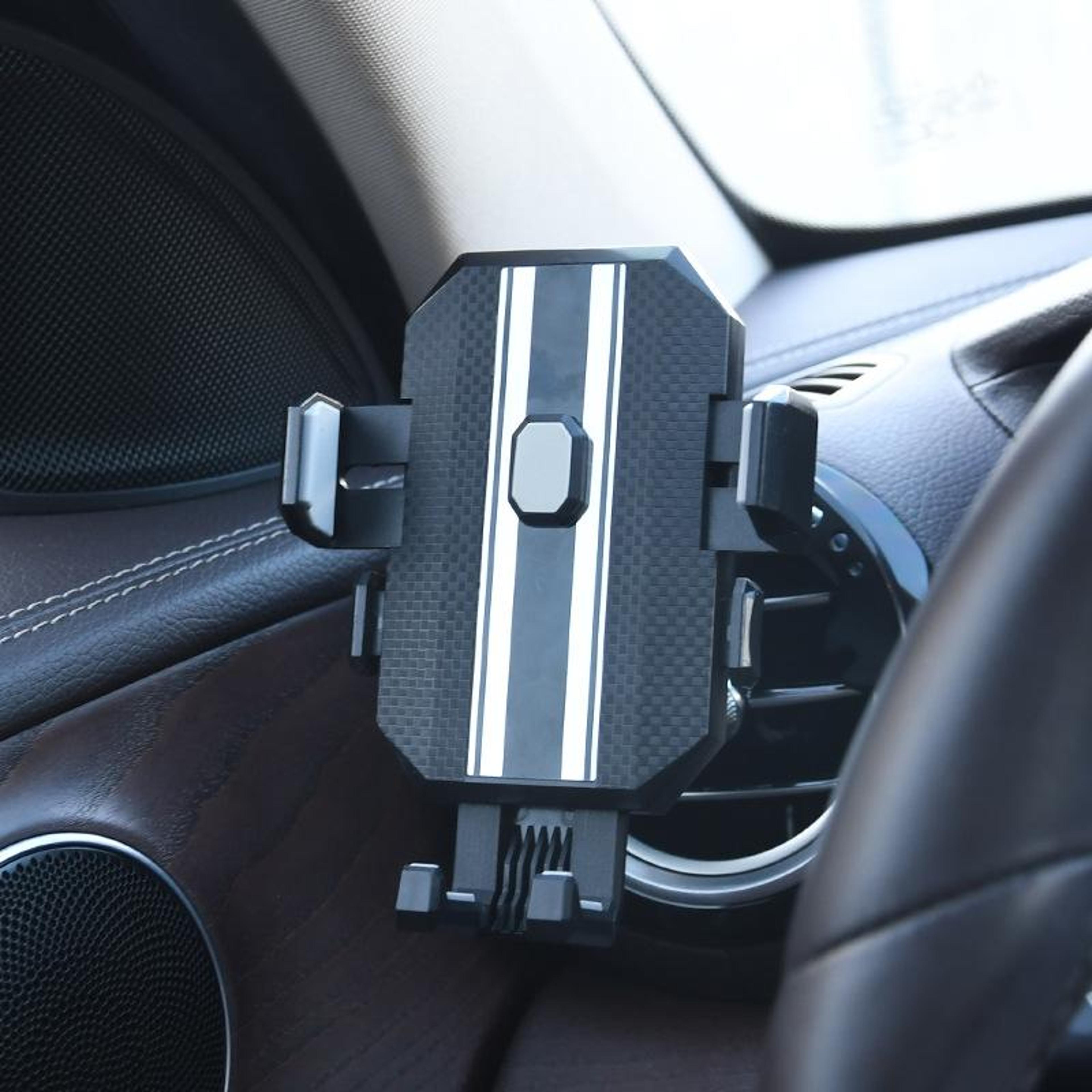 360° car vent phone holder with one-touch lock for 4.7–6.7 inch smartphones