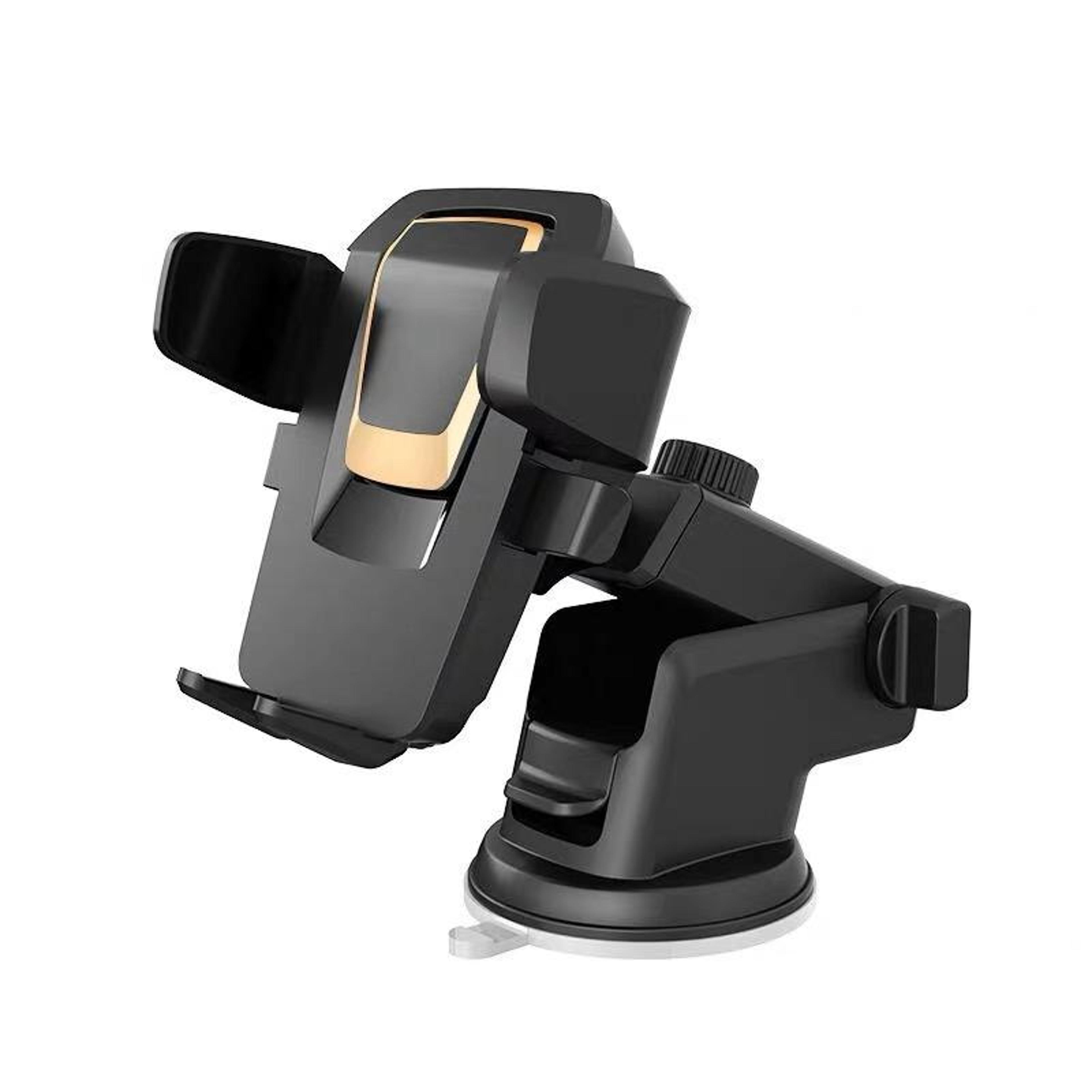 adjustable car phone holder with telescopic arm and strong suction mount for dashboard & windshield gold