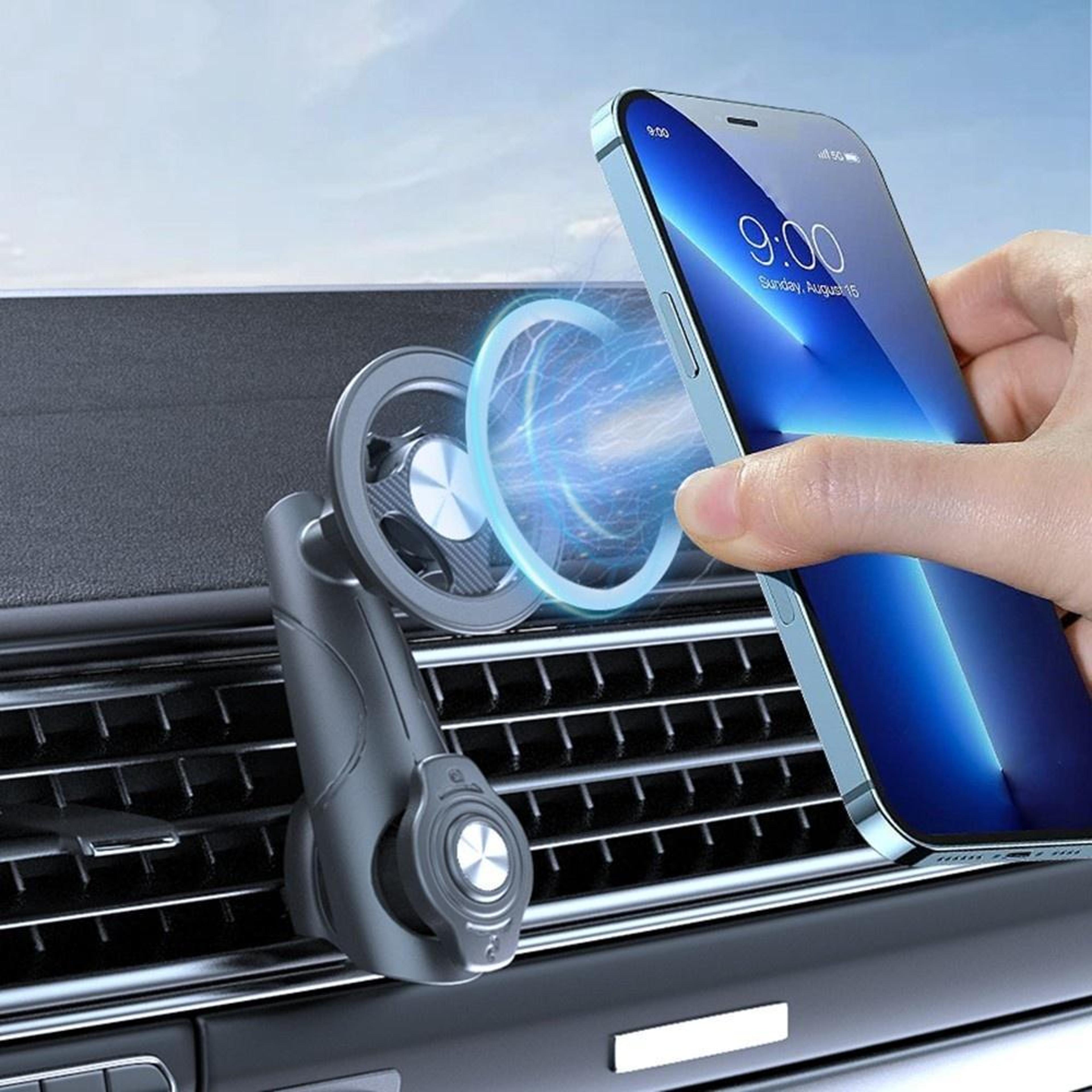 360° magnetic car phone holder air vent car phone mount with secure rotating grip