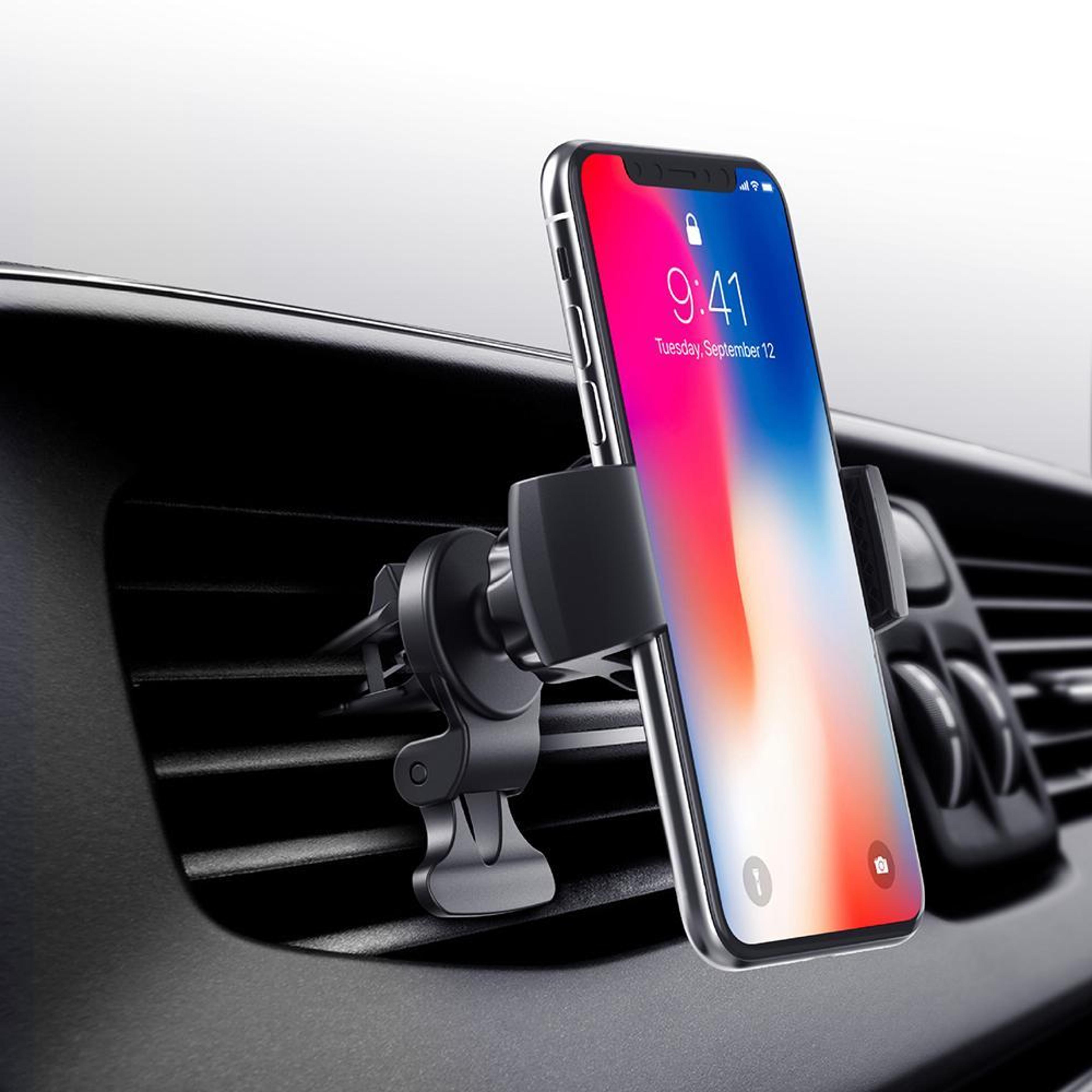 360 rotating car phone holder air vent mount with one hand operation for secure gps navigation