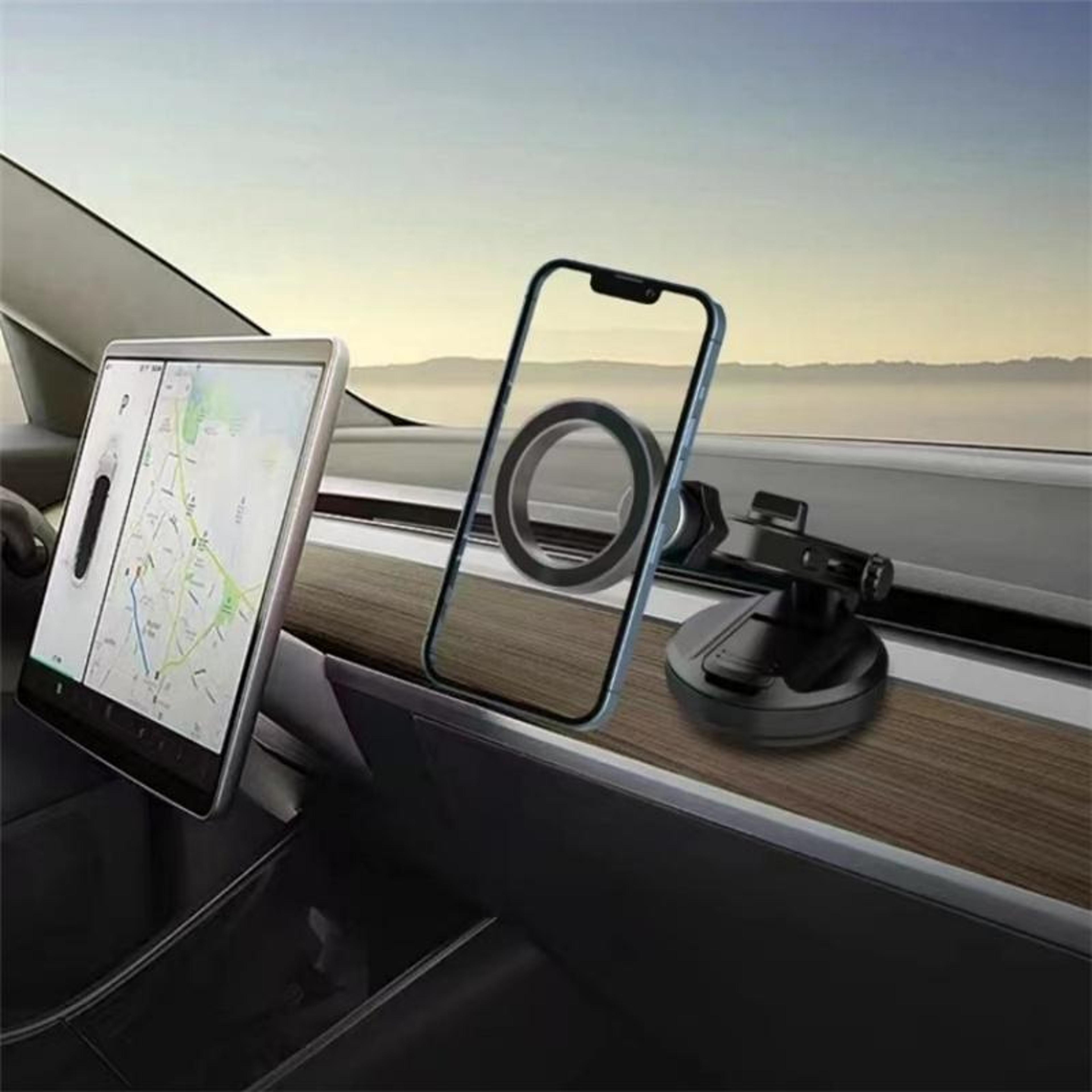 magnetic car phone holder for dashboard and windshield with strong suction cup mount