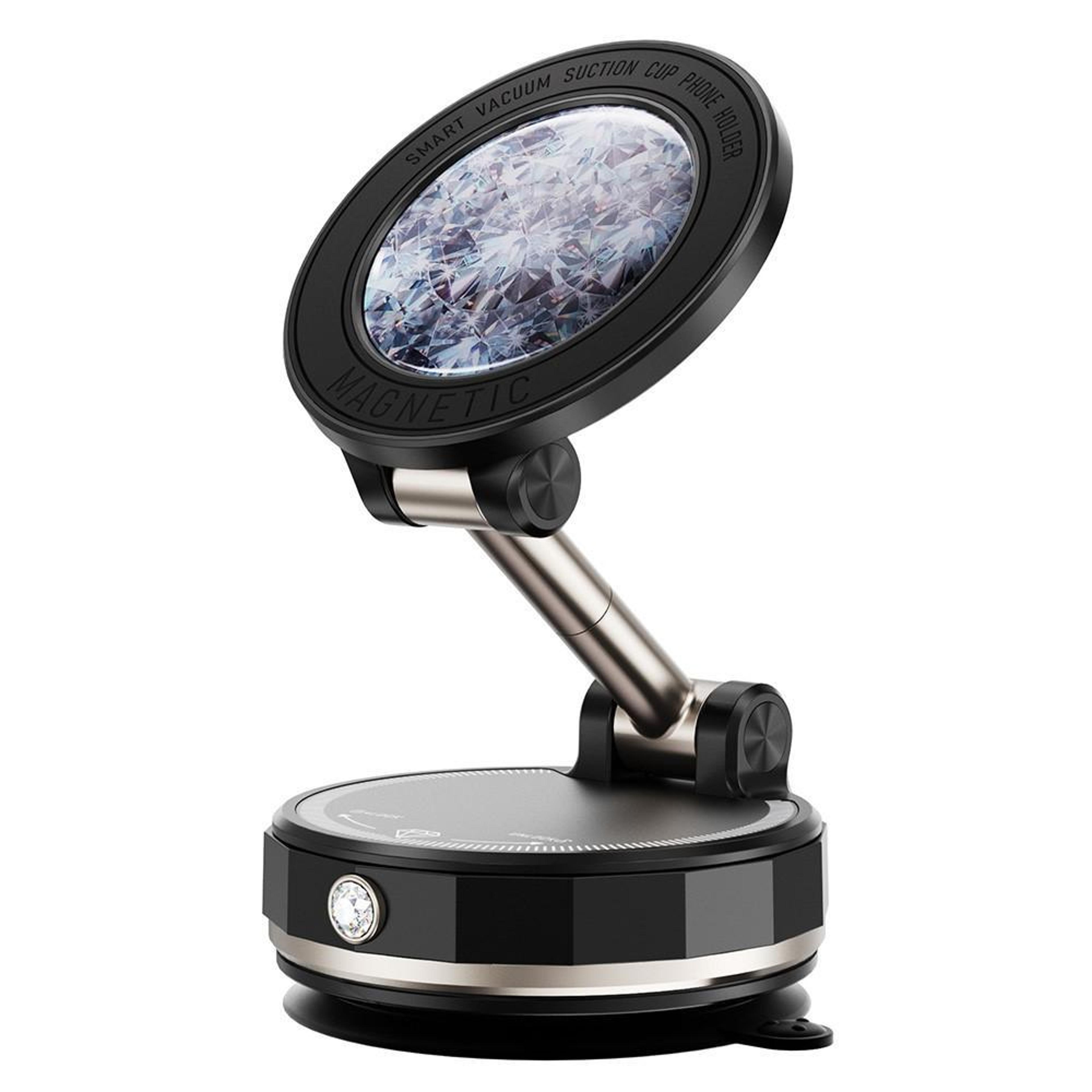 luxury magnetic car phone holder foldable vacuum suction dashboard phone mount with starry rhinestone design
