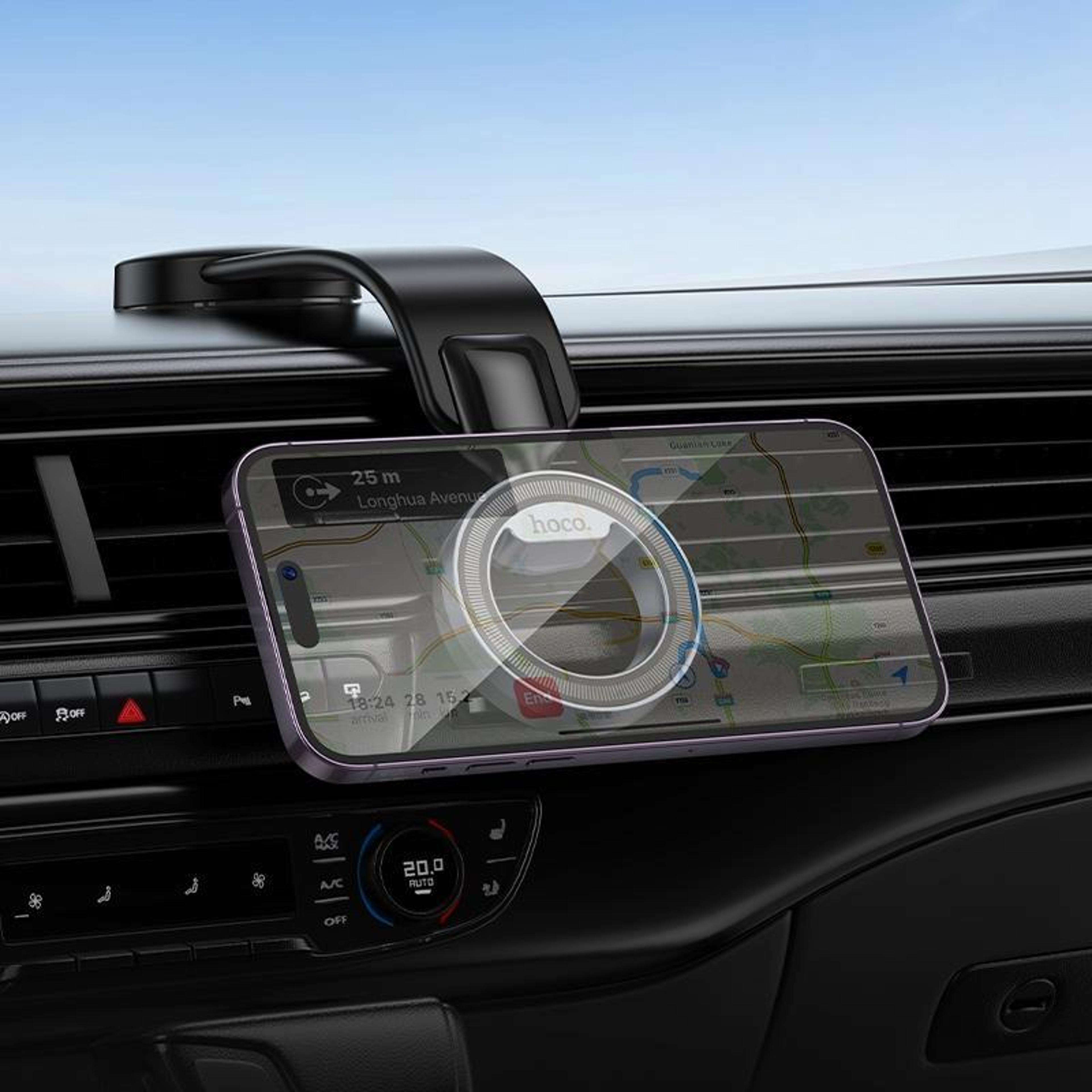 h71 magnetic car phone holder center console ring mount for iphone 12 to 16 universal dashboard stand