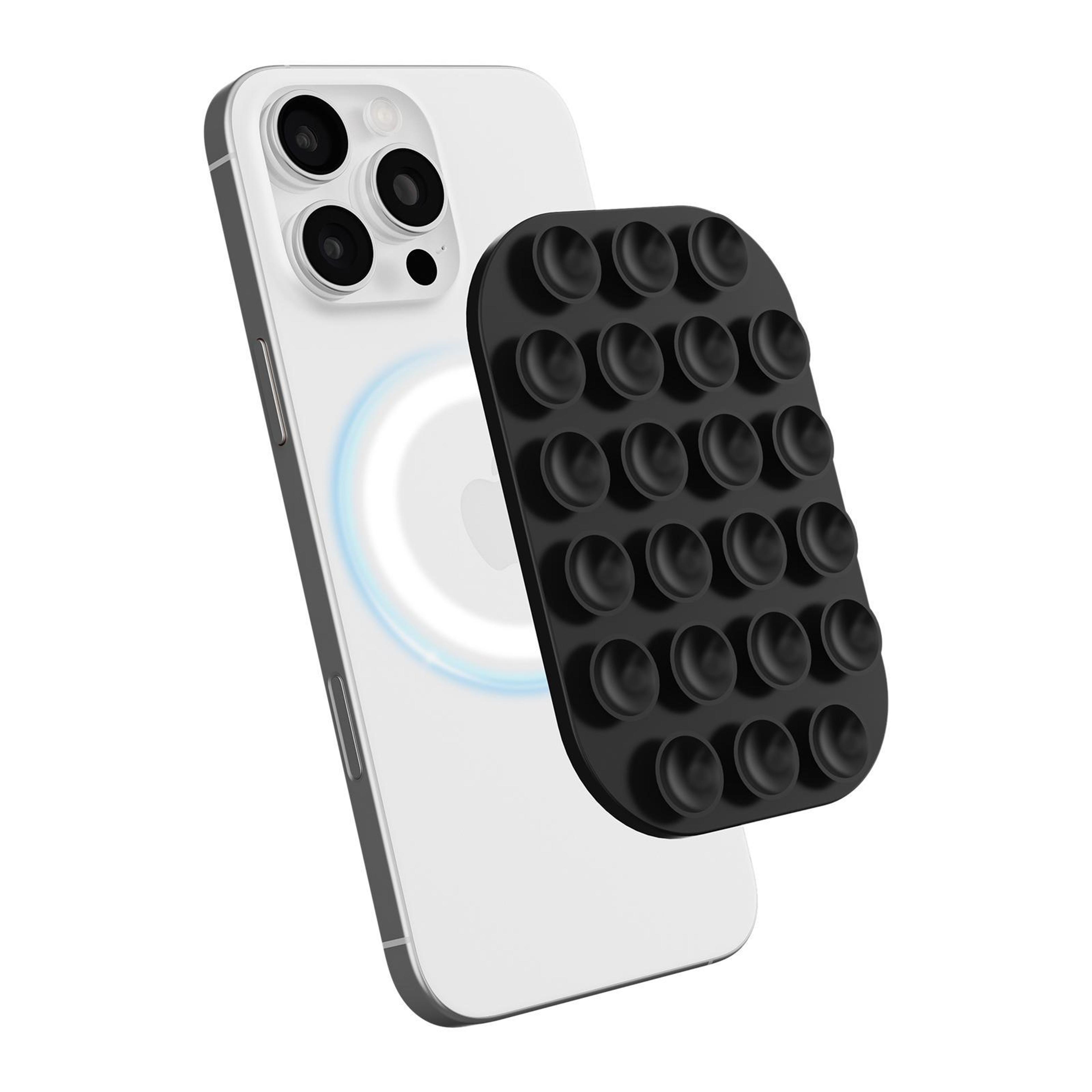 reusable magnetic phone holder with vacuum suction silicone phone mount for hands free viewing