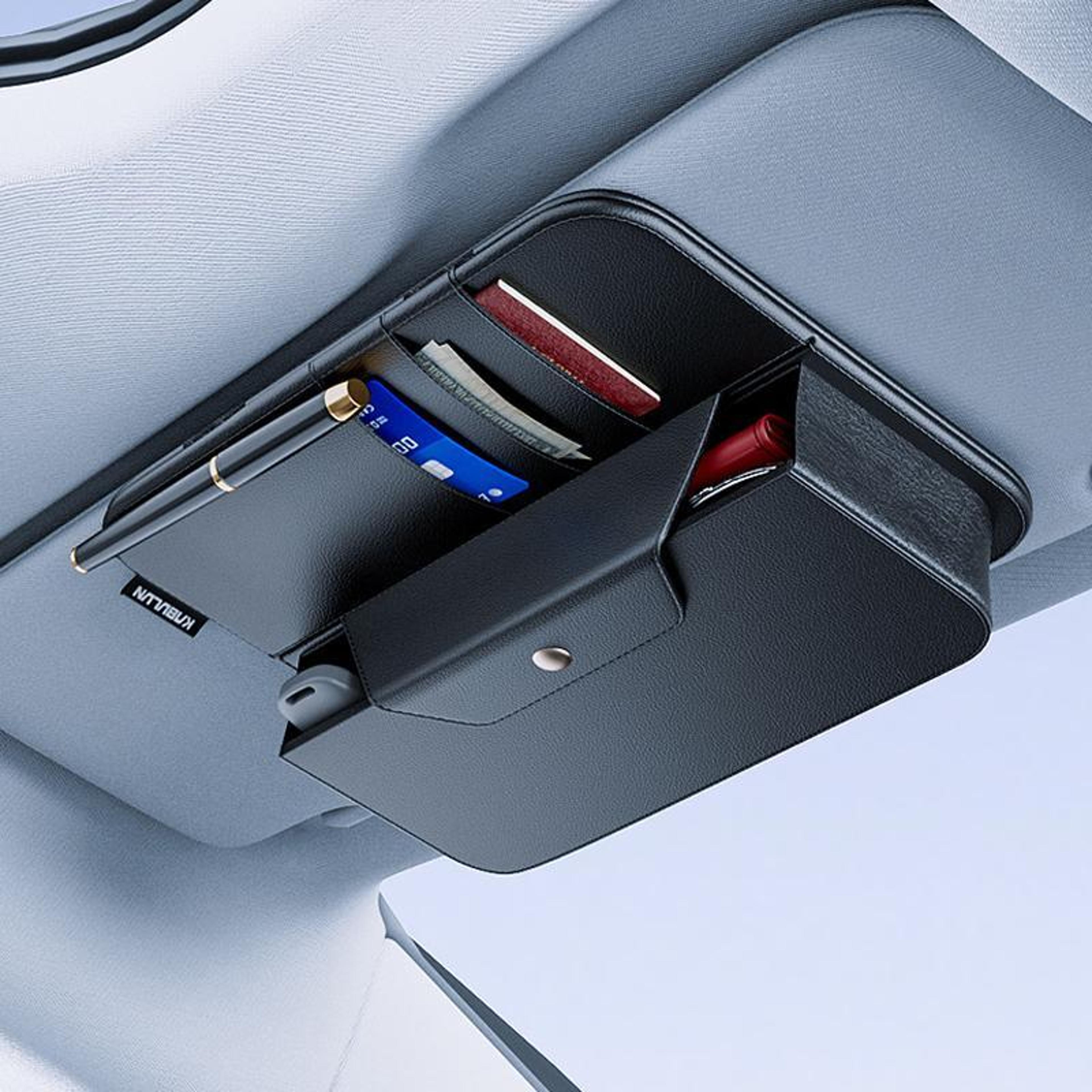 car visor glasses holder magnetic car sun visor organizer with card and phone storage