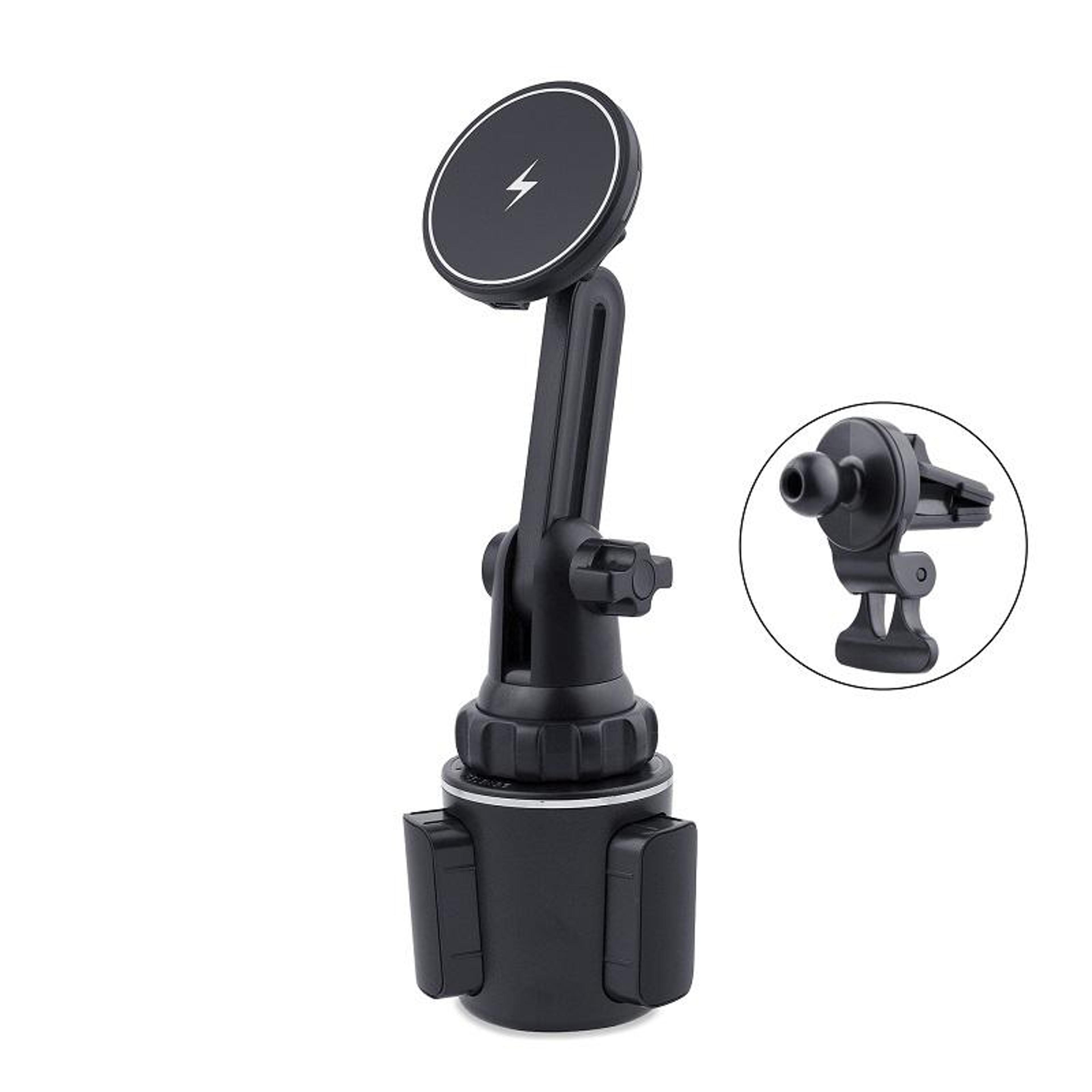 magsafe car charger cup holder mount with 15w wireless charging magnetic phone holder