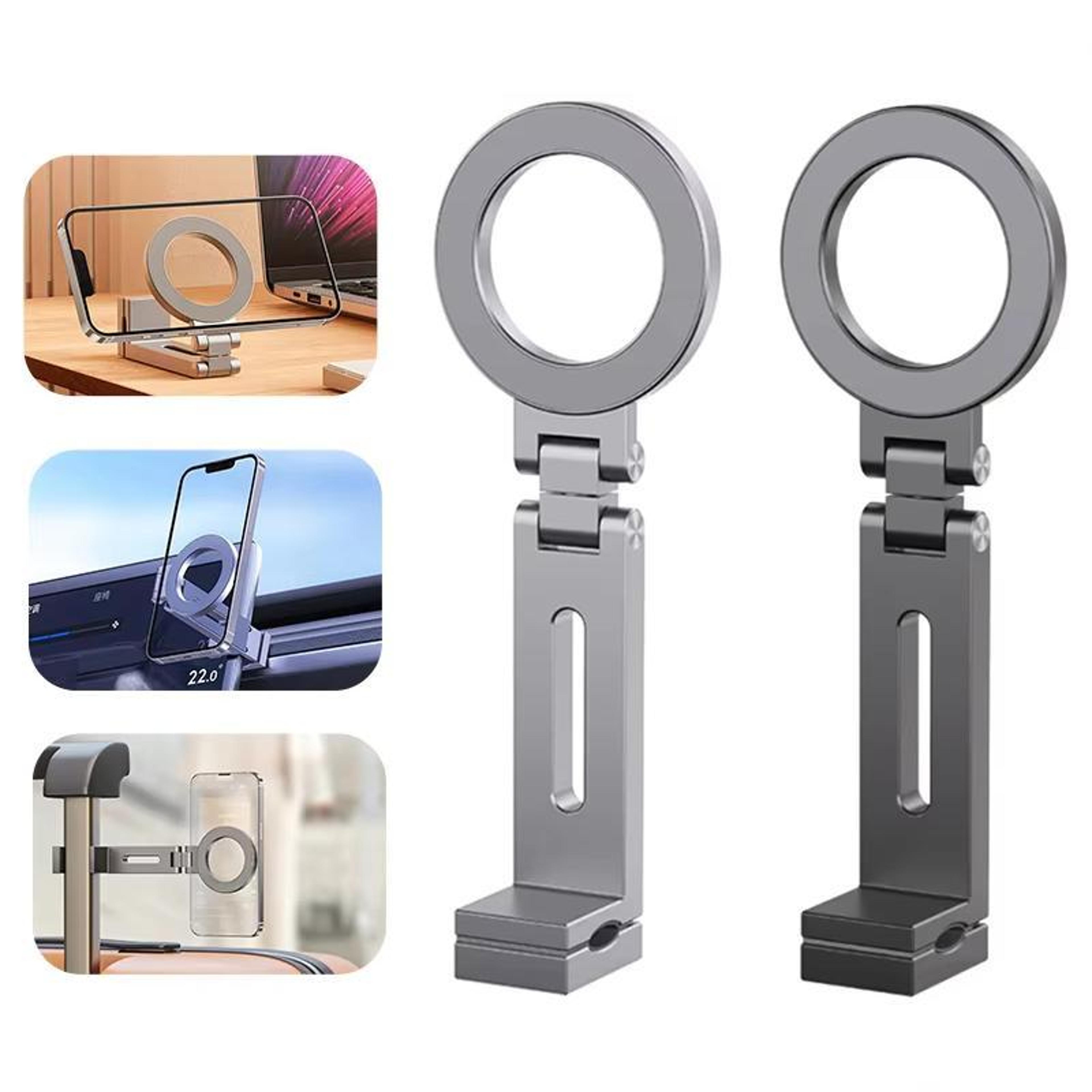 travel portable magnetic phone holder 360 rotating airplane phone mount for car desk and office