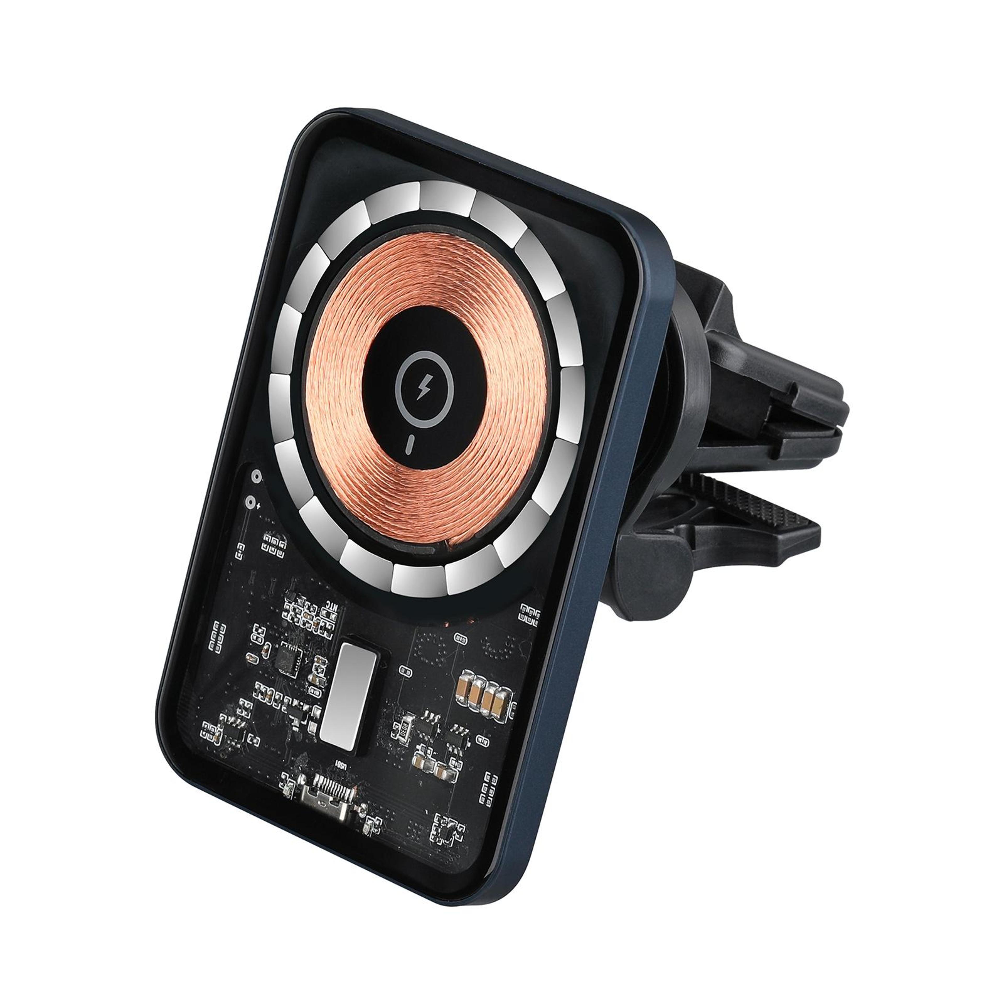 transparent magnetic 15w magsafe car charger wireless air vent phone mount