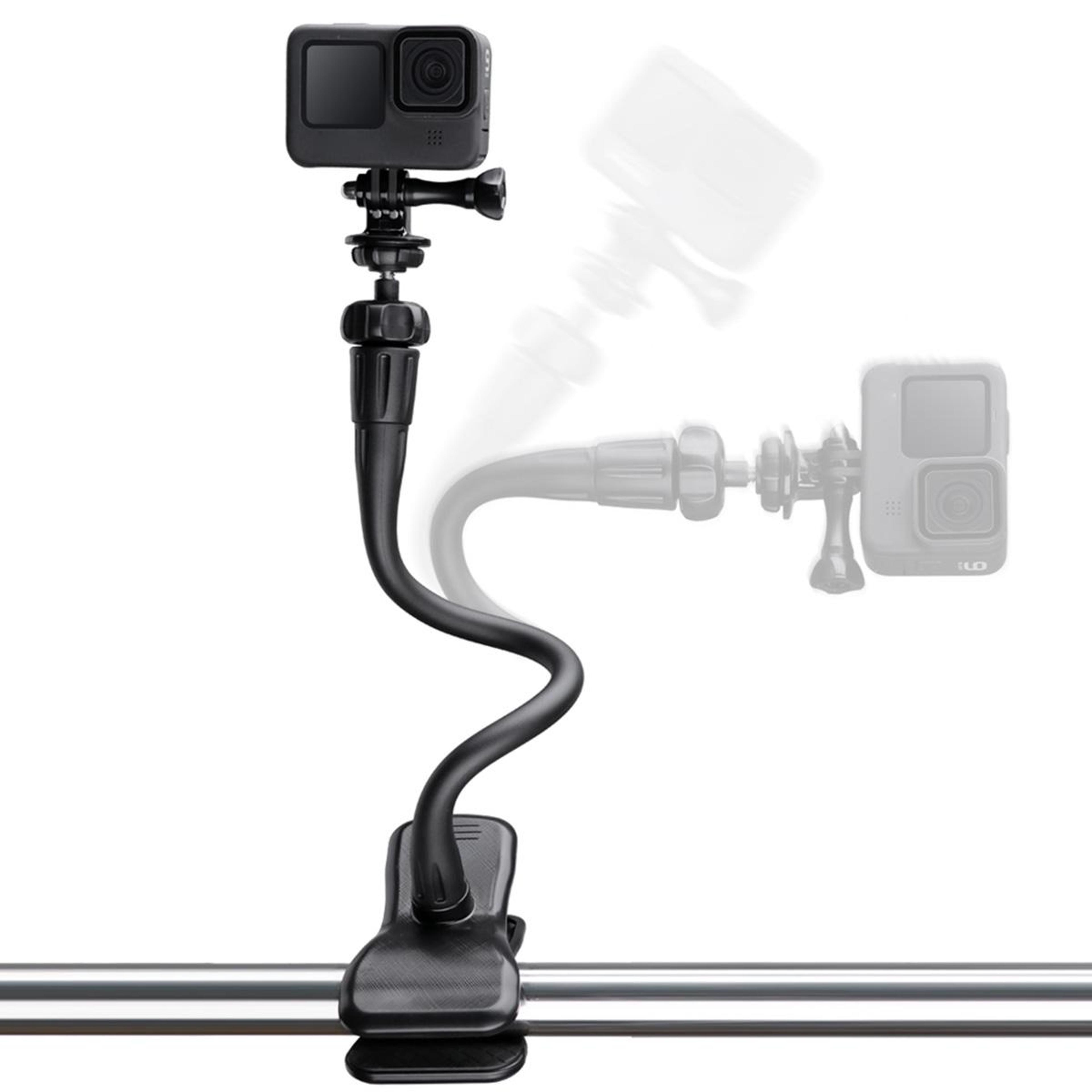 flexible phone holder desktop stand with 360 rotating action camera mount