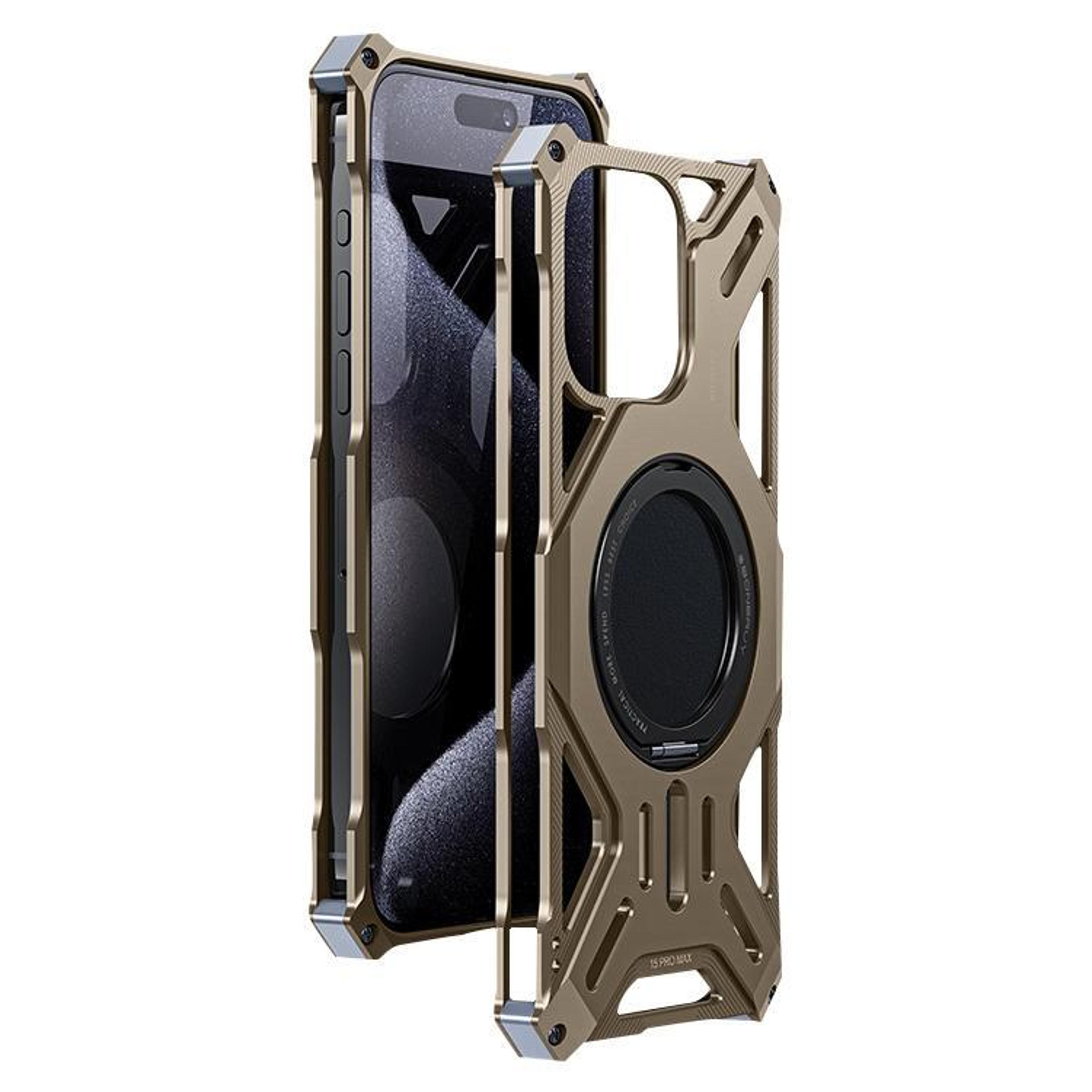 iphone 16 series magnetic case frameless aluminum alloy rotating kickstand cover