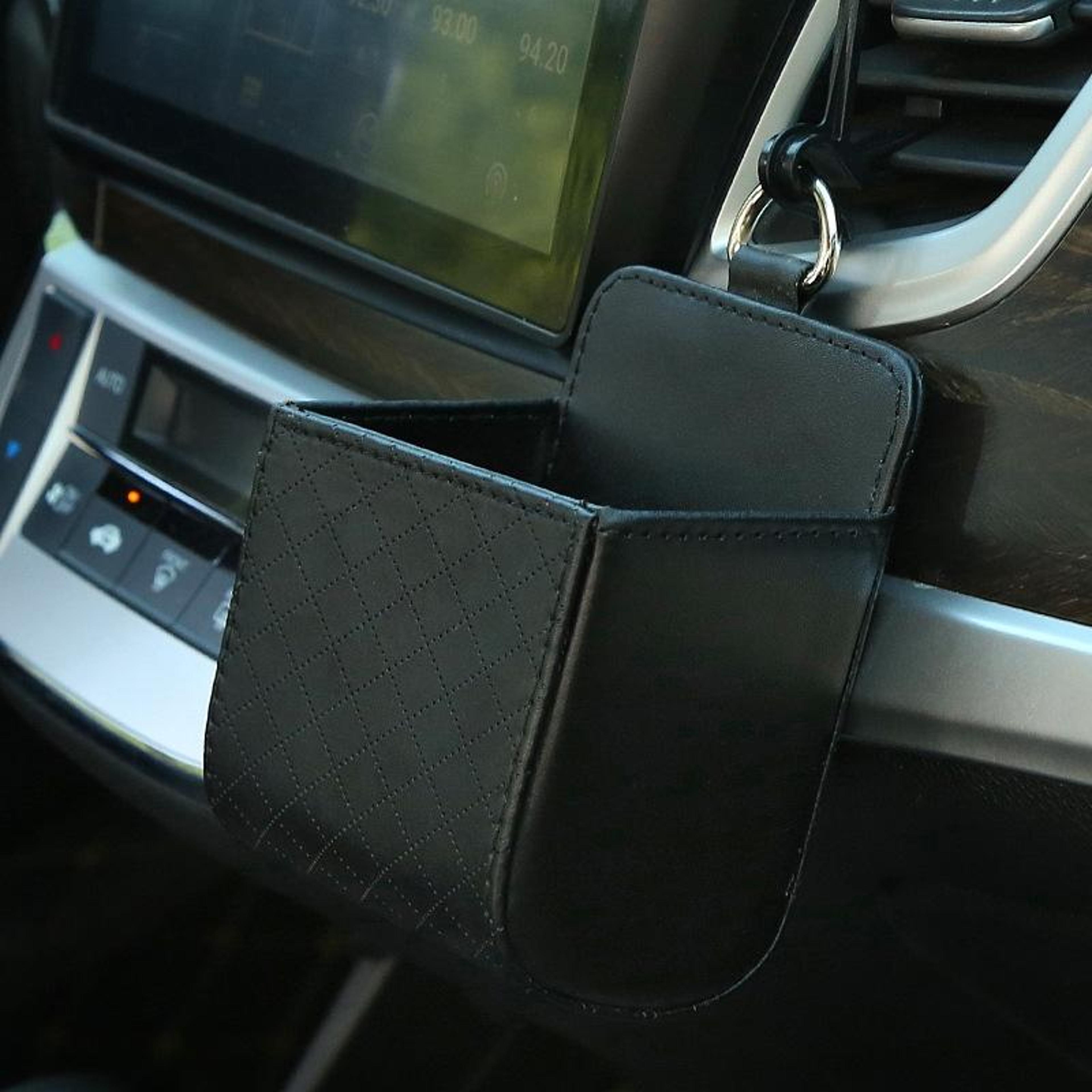 leather car air vent organizer phone holder card storage pocket