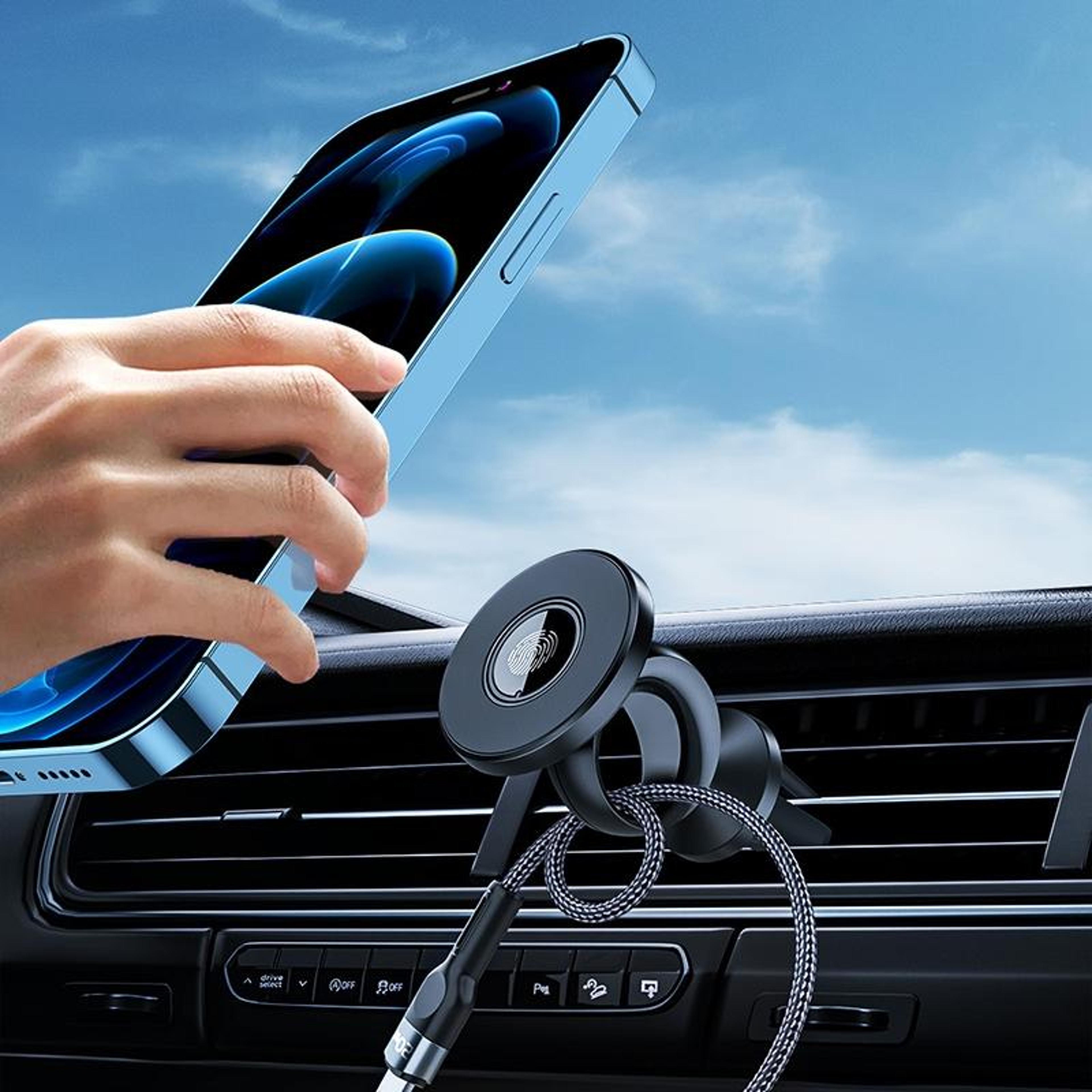360 rotating magnetic car phone holder air vent mount with one touch lock