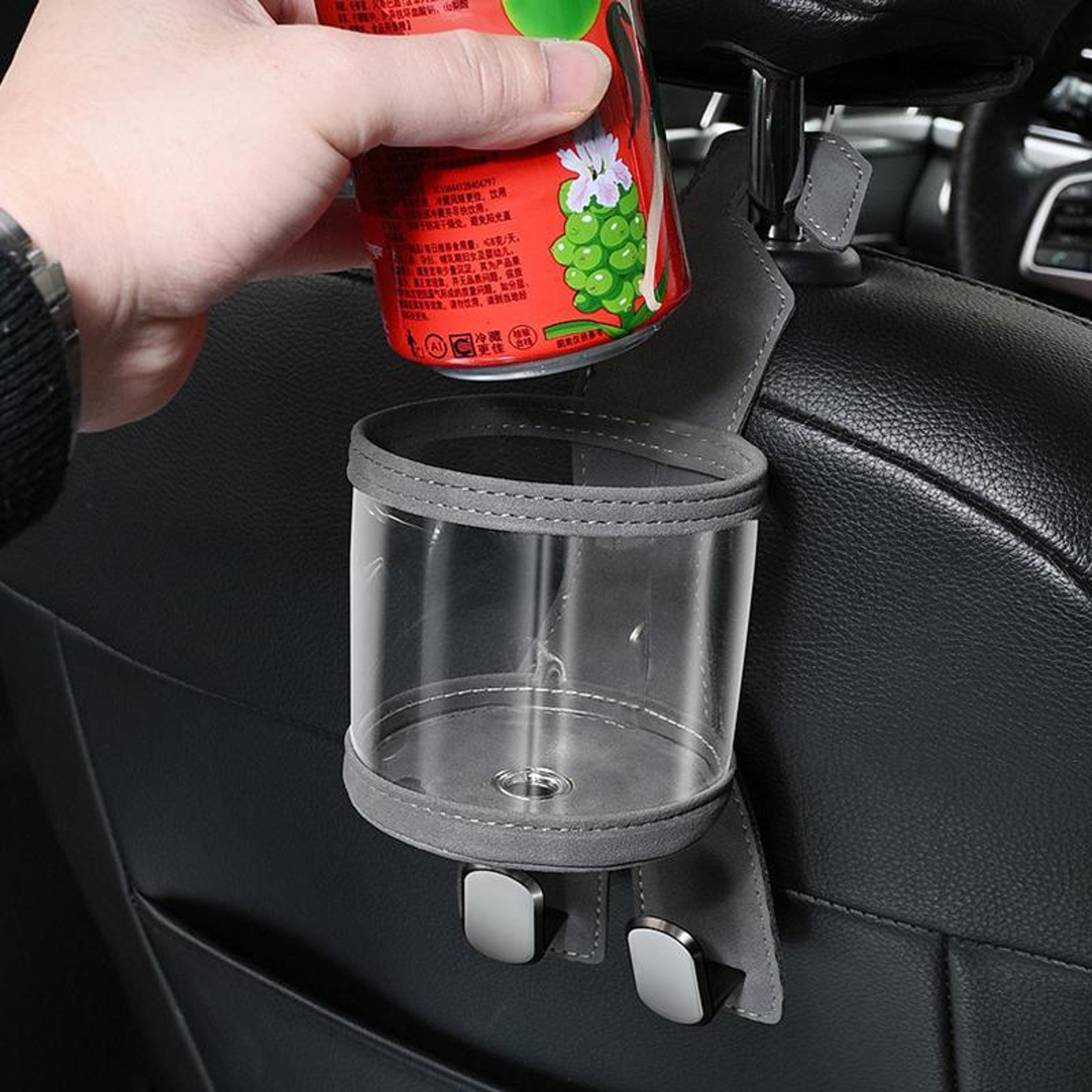 universal car headrest cup holder with seat back organizer hook dual storage for bags drinks and essentials