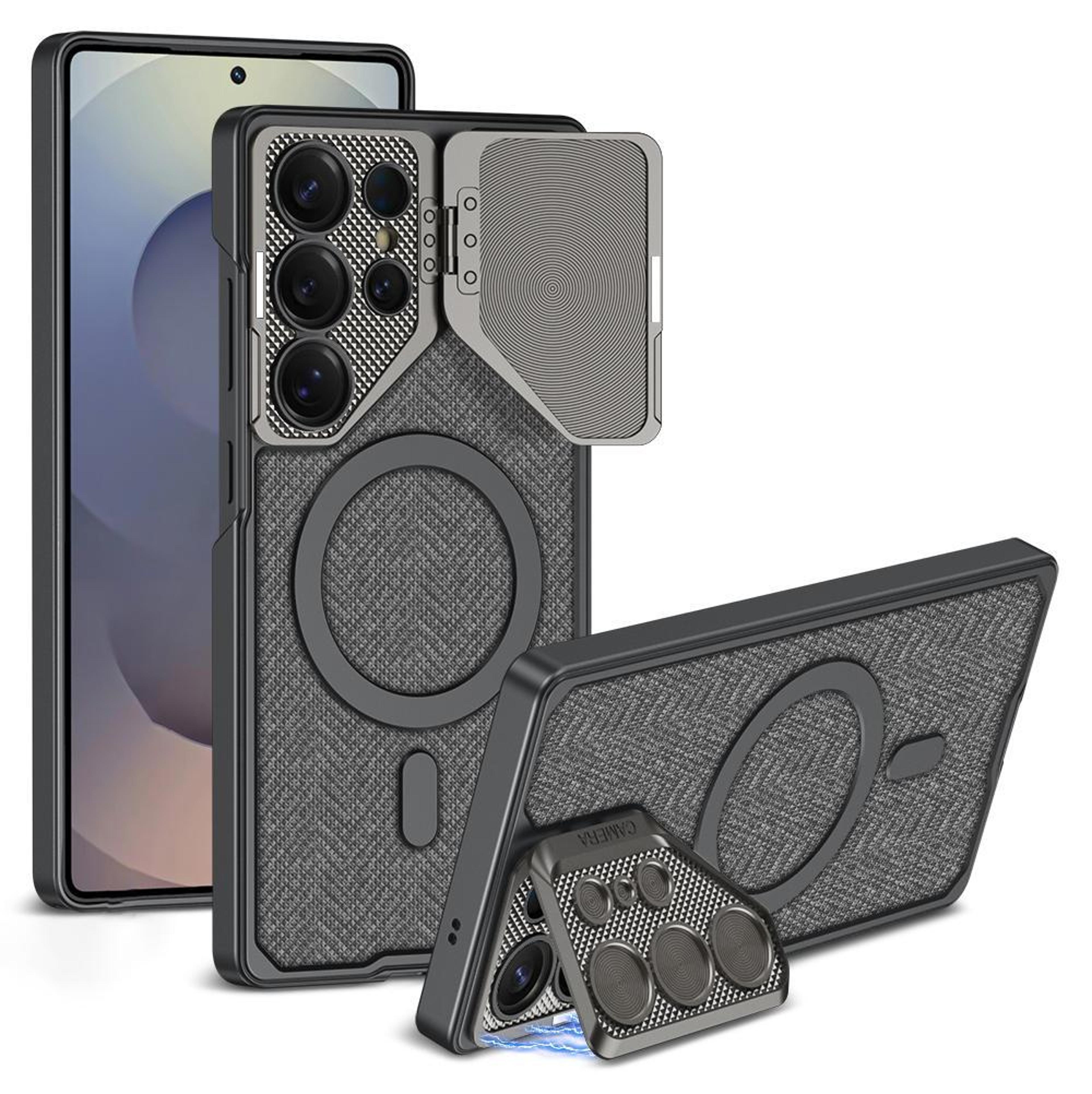 samsung galaxy s25 ultra 5g magsafe phone case with nylon fabric leather finish and metal lens protection