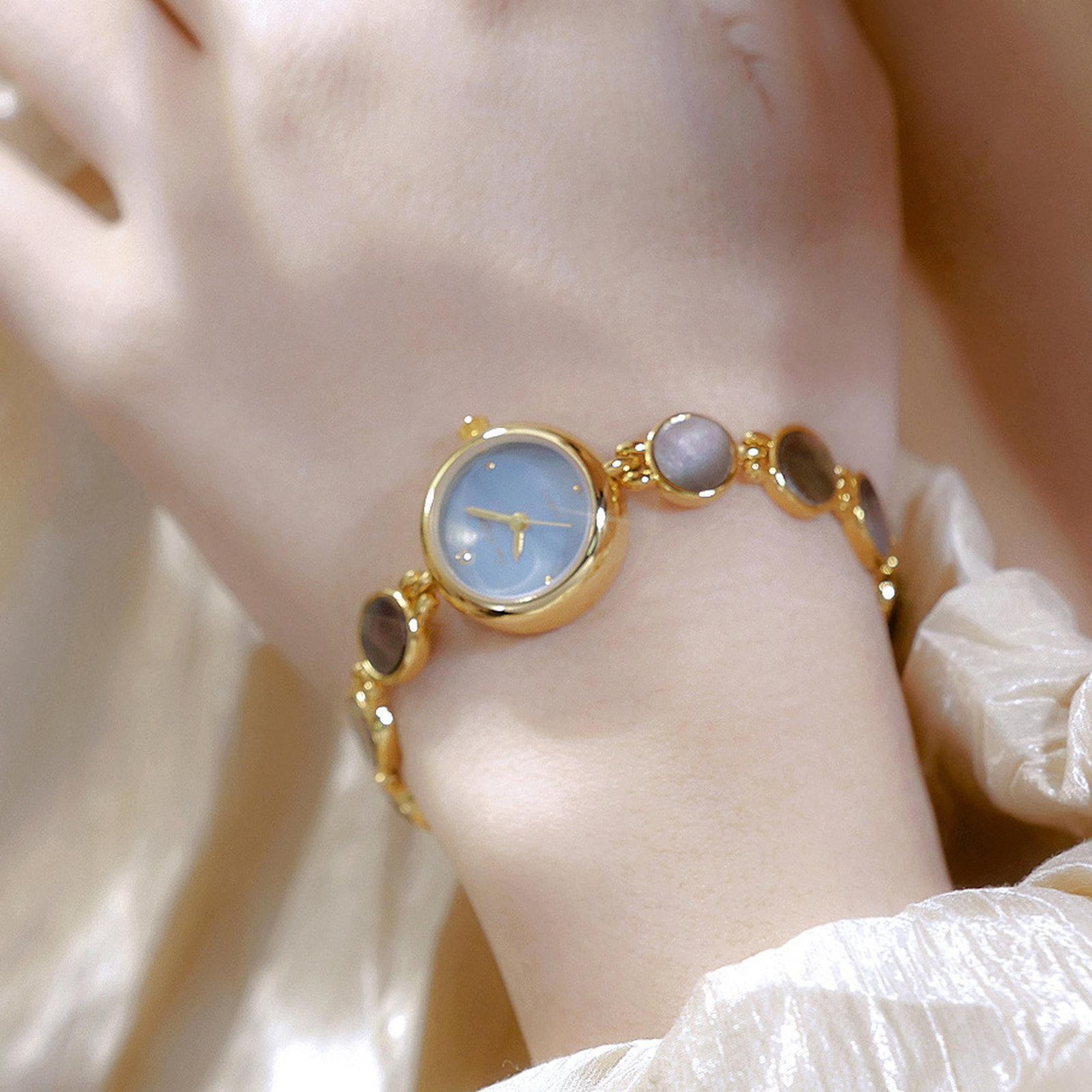 vintage women's mother of pearl watch elegant quartz bracelet dress wristwatch