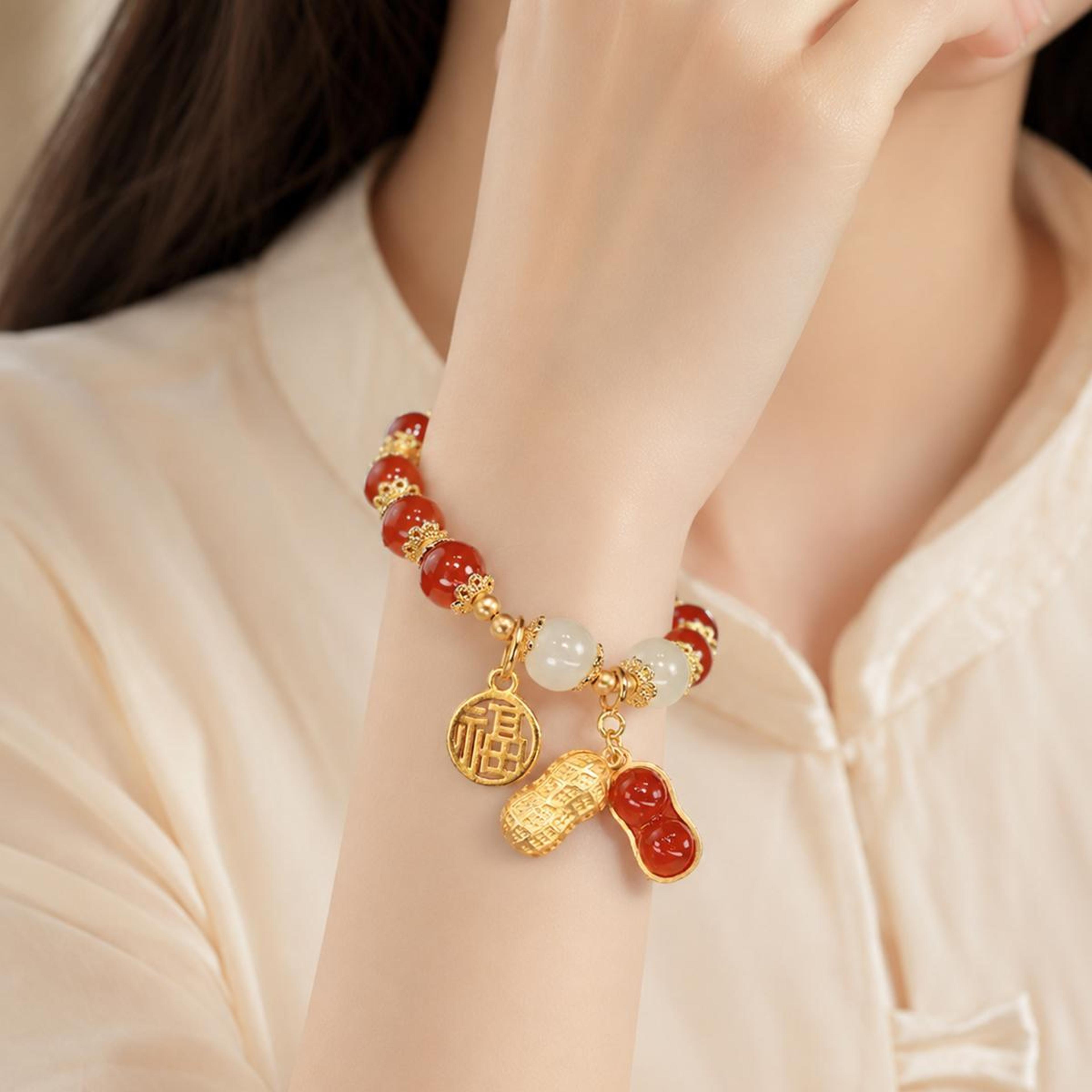 peanut charm bracelet for women minimalist bracelet cute peanut jewelry gift