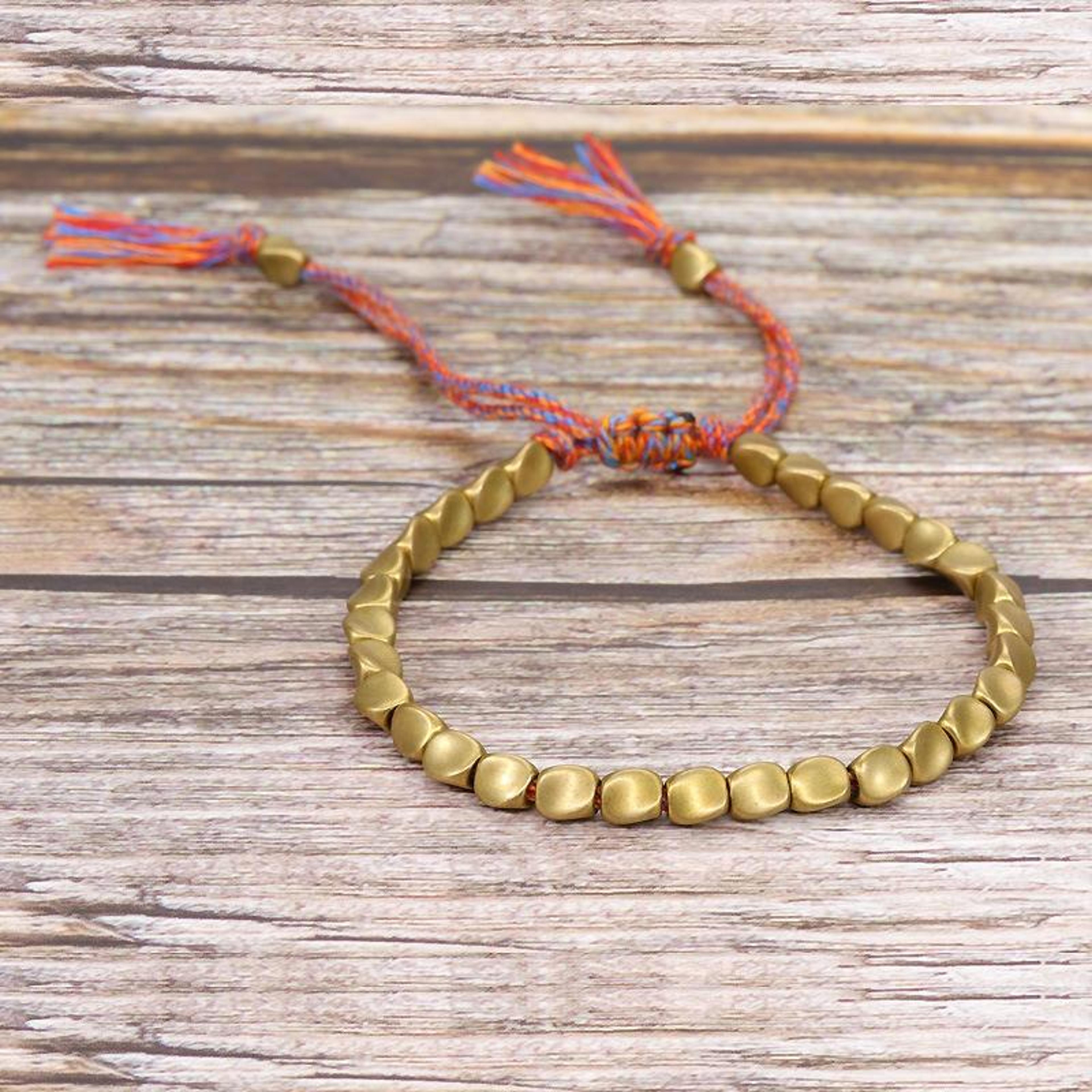 hand woven copper bead bracelet irregular boho handmade bracelet for women and men