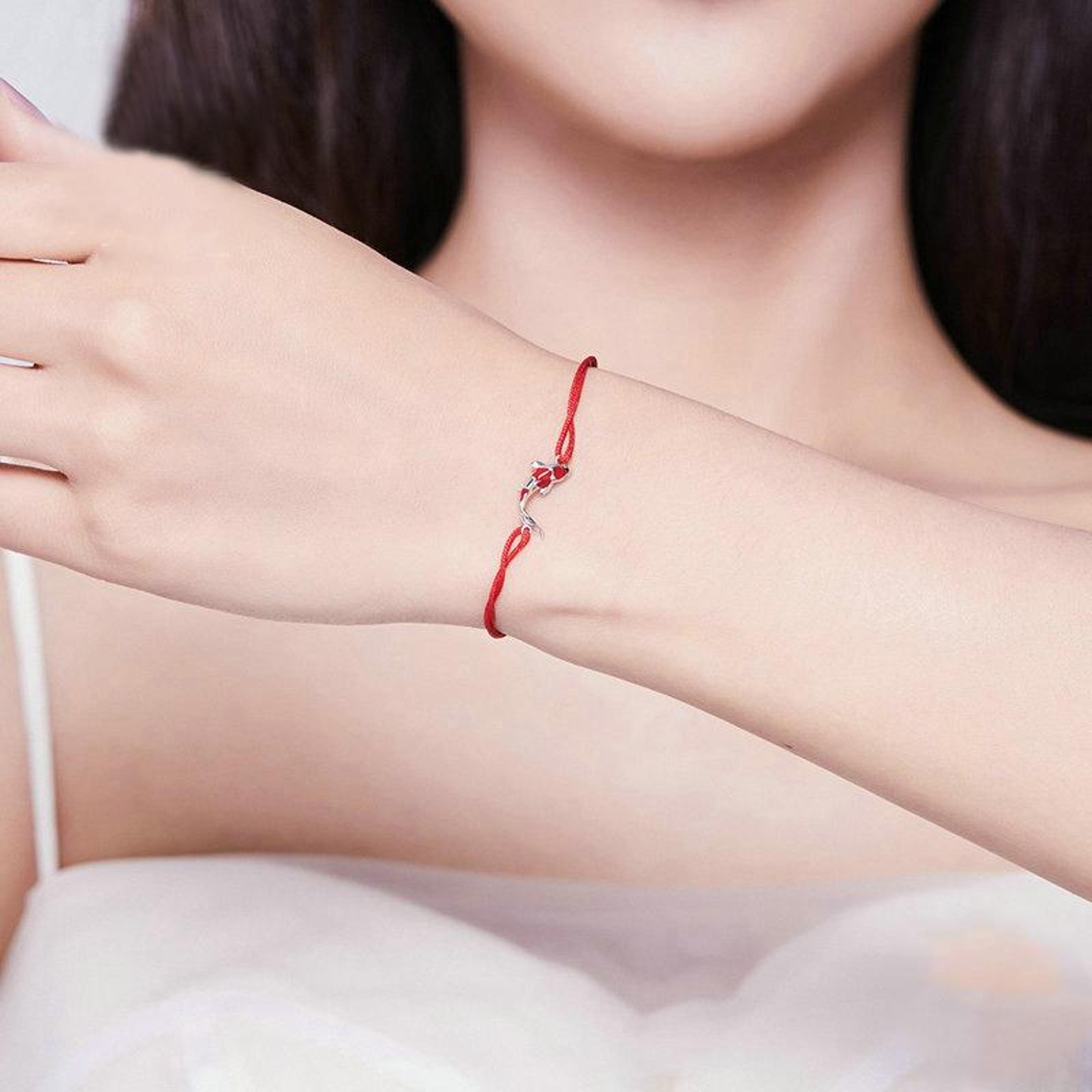 sterling silver koi red string bracelet adjustable lucky bracelet for women