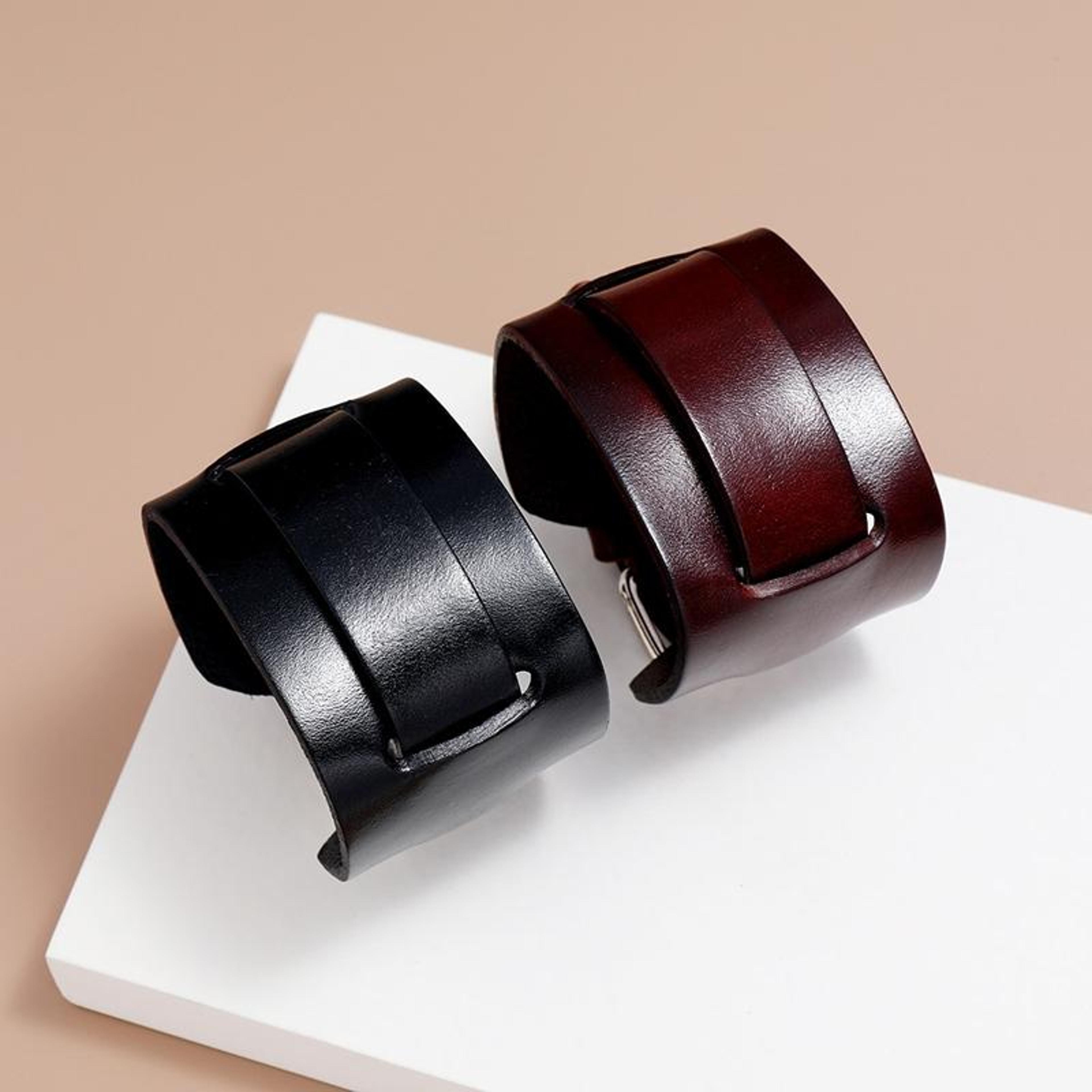 vintage leather cuff bracelet adjustable punk leather bracelet for men and women