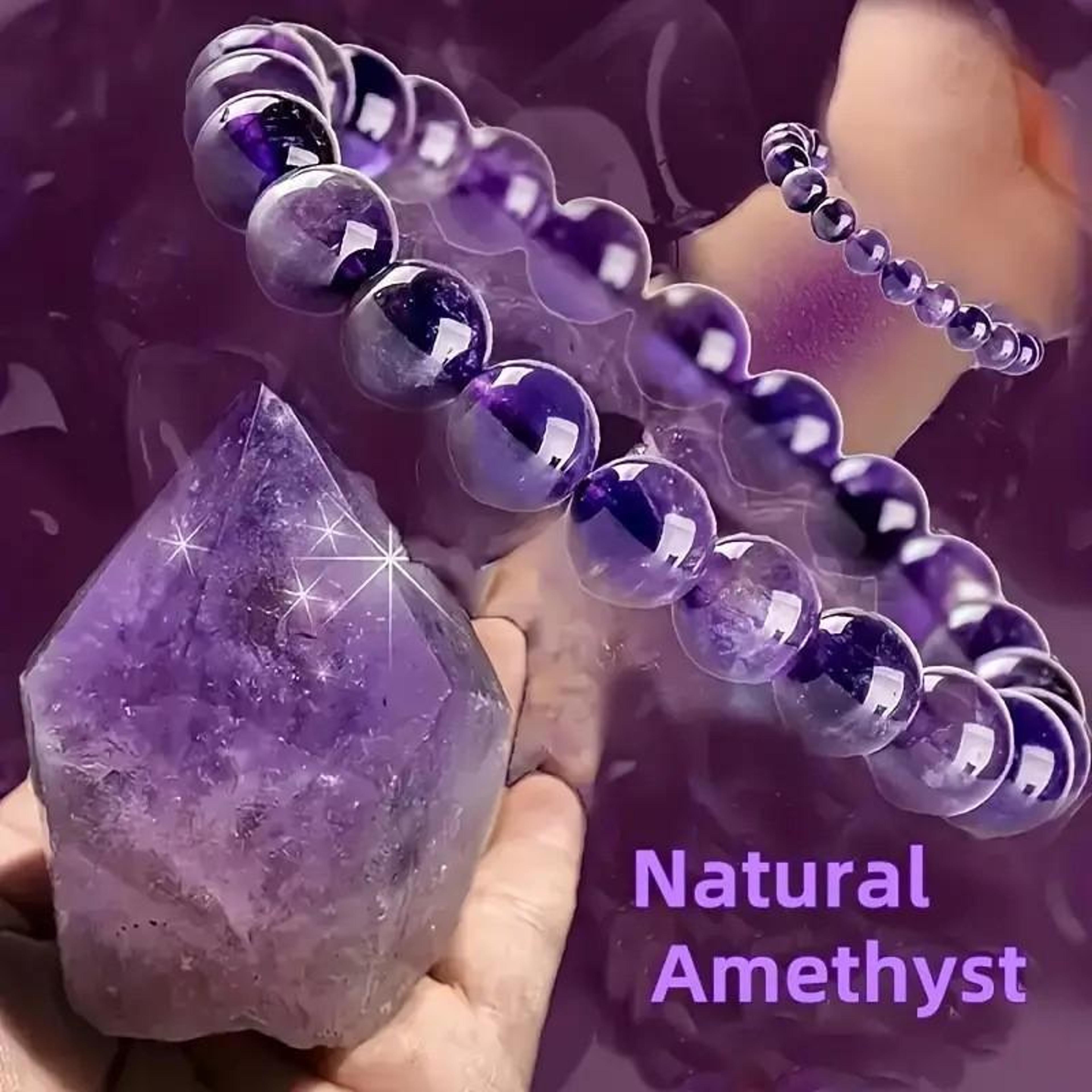 natural amethyst bracelet crystal healing stretch purple gemstone bracelet for meditation and mindfulness