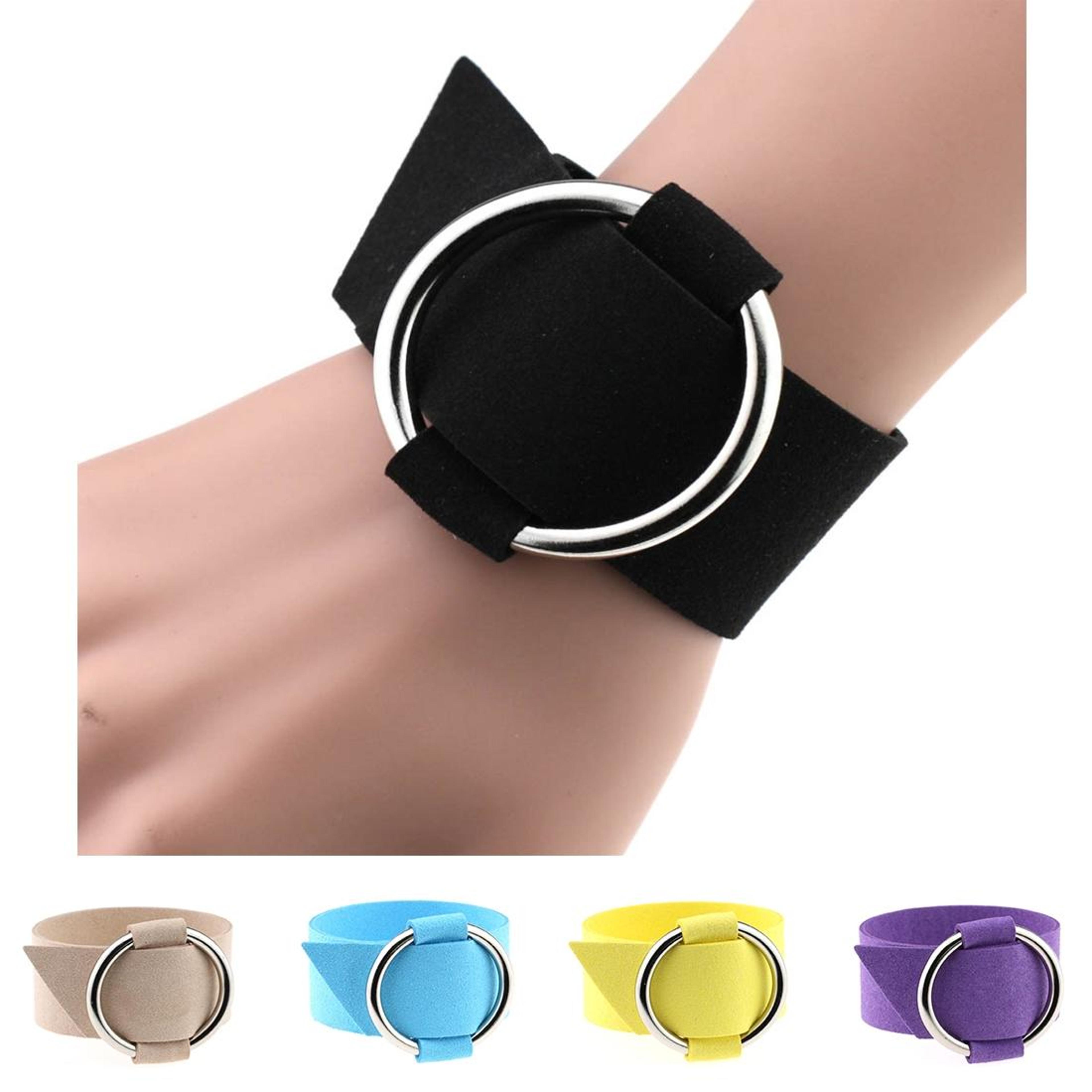 2pcs velvet bracelet set with metal charm wristband for women fashion jewelry random color delivery