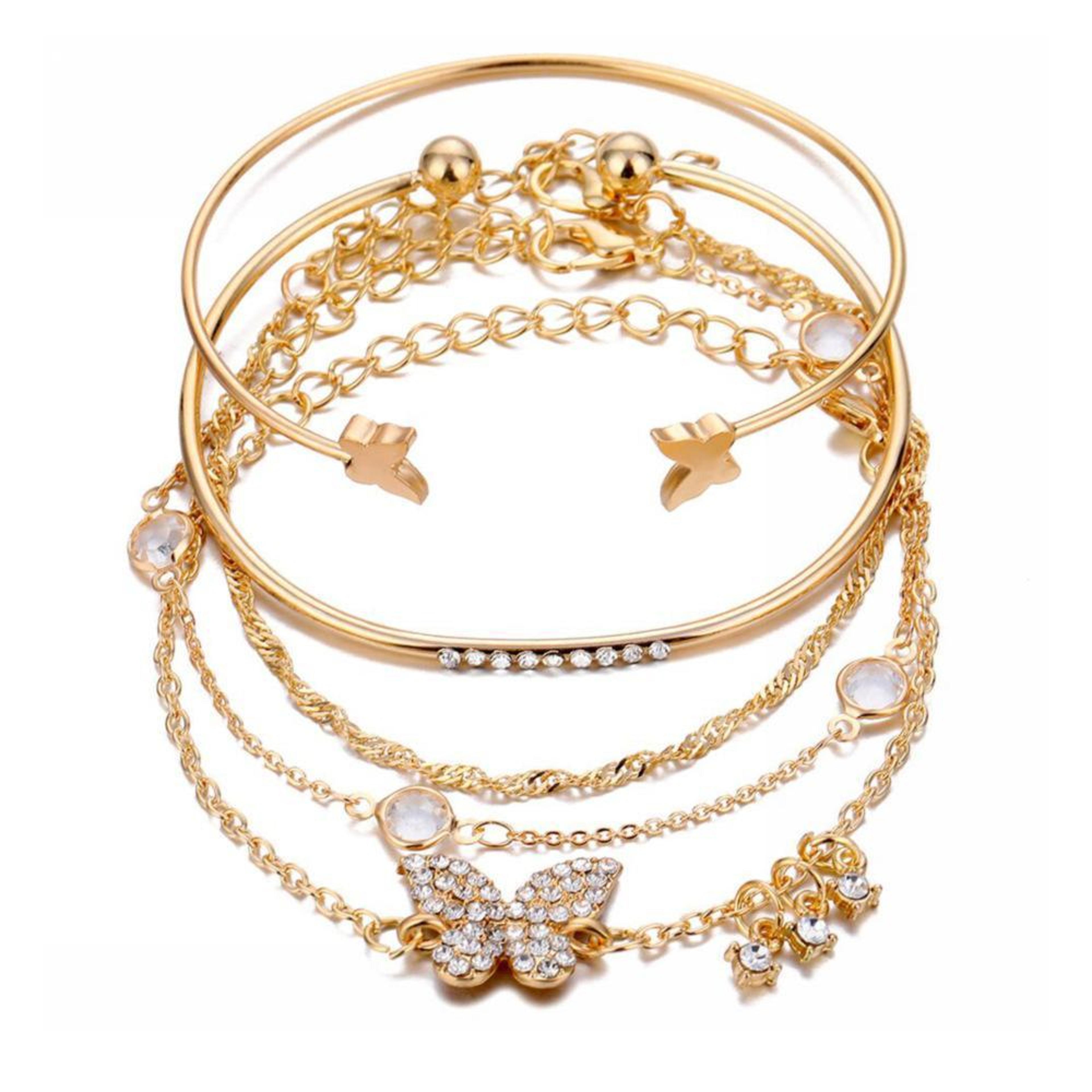 bohemian butterfly bracelet set crystal butterfly bracelets stackable adjustable cuff bangles for women