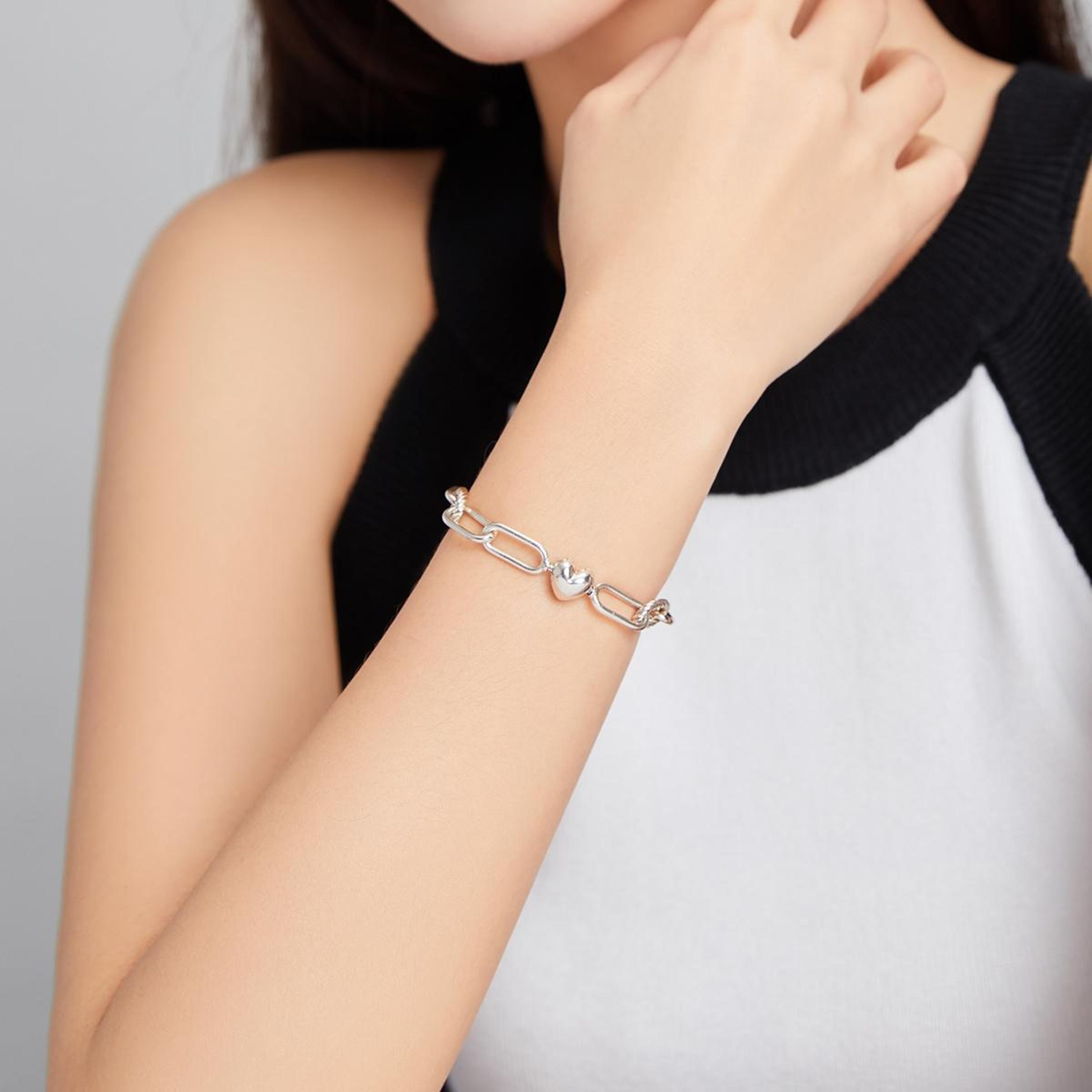 sterling silver paperclip love bracelet elegant women's jewelry gift