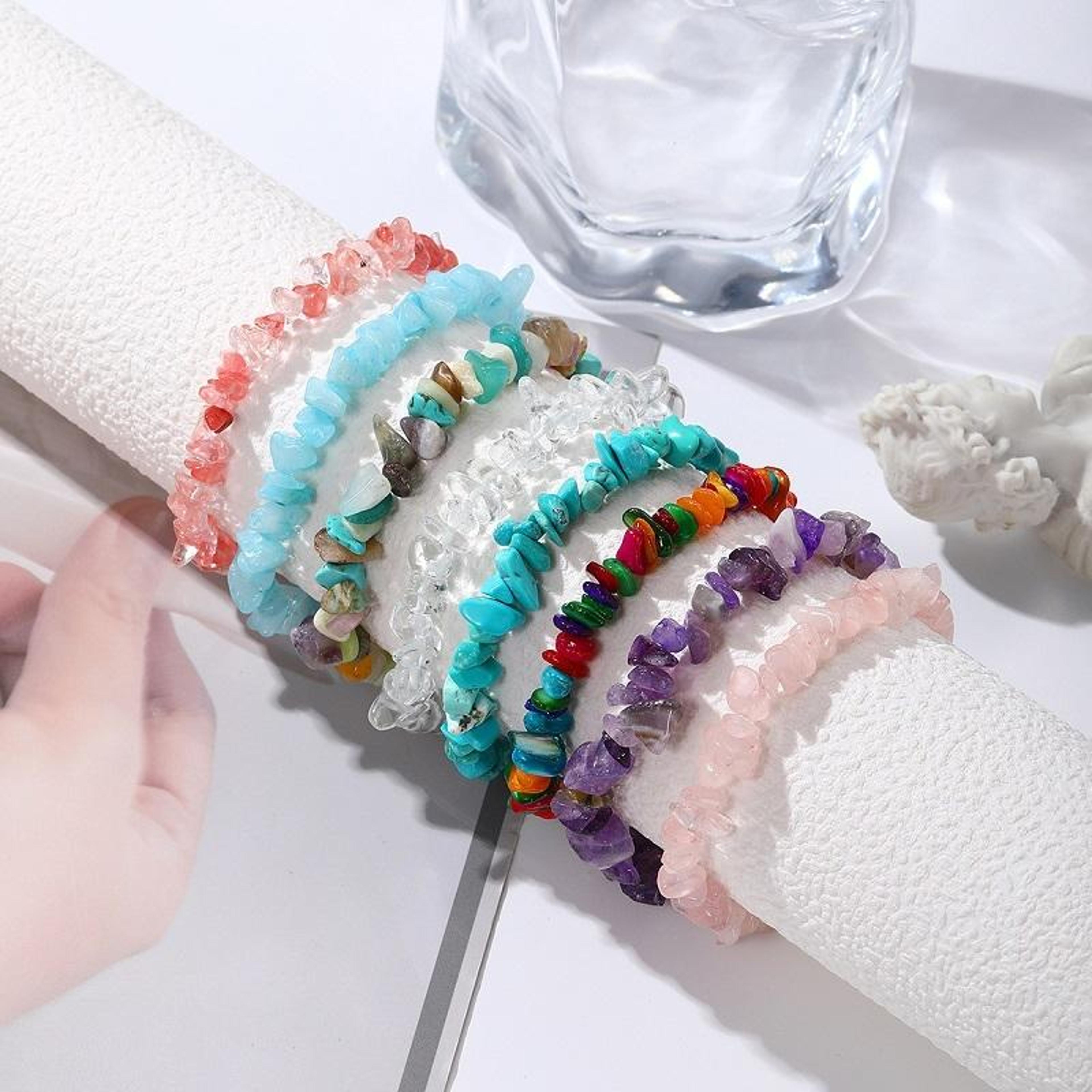 boho natural stone beaded bracelet anklet for women lightweight bohemian jewelry