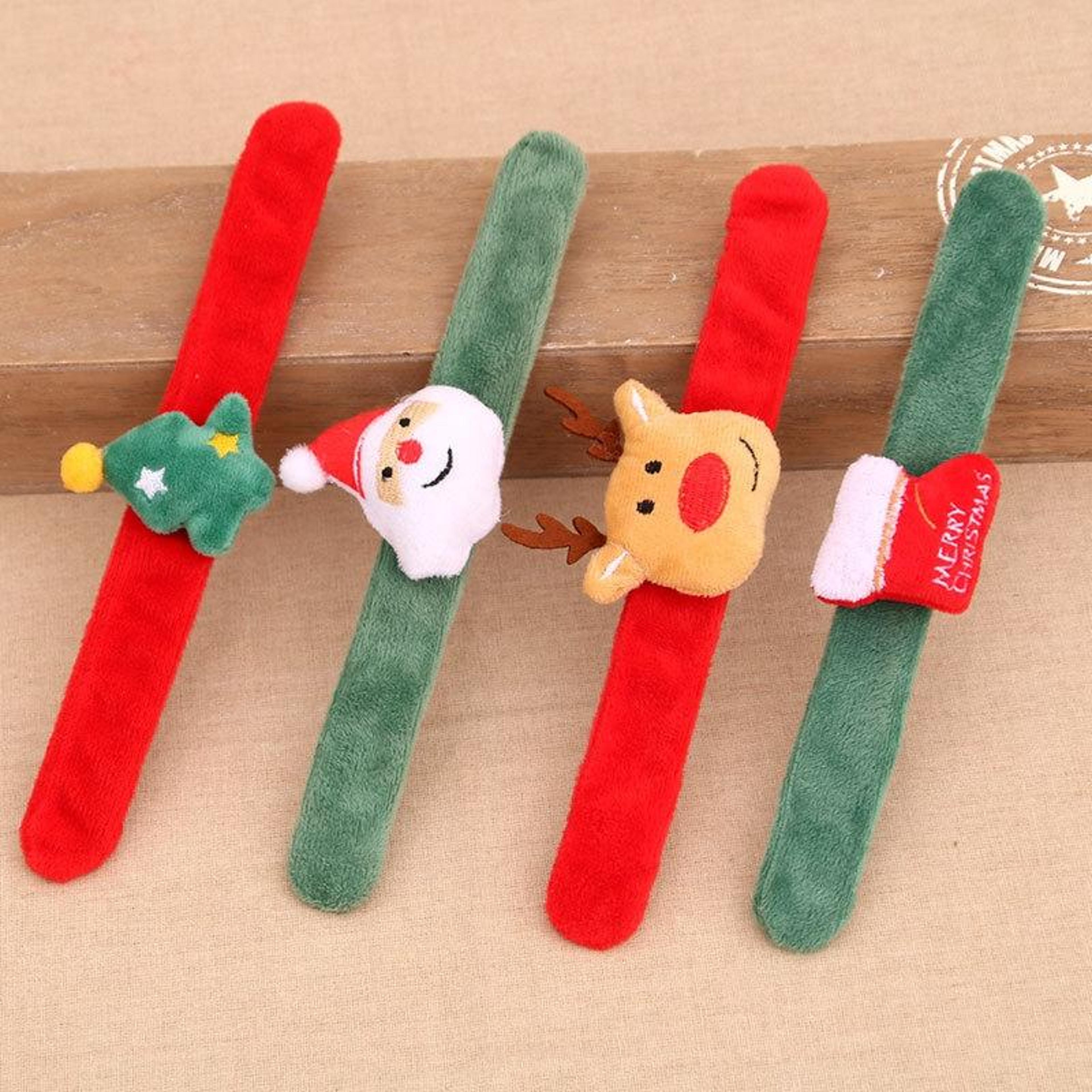 christmas slap bracelet for kids soft flannel christmas party favor holiday gift