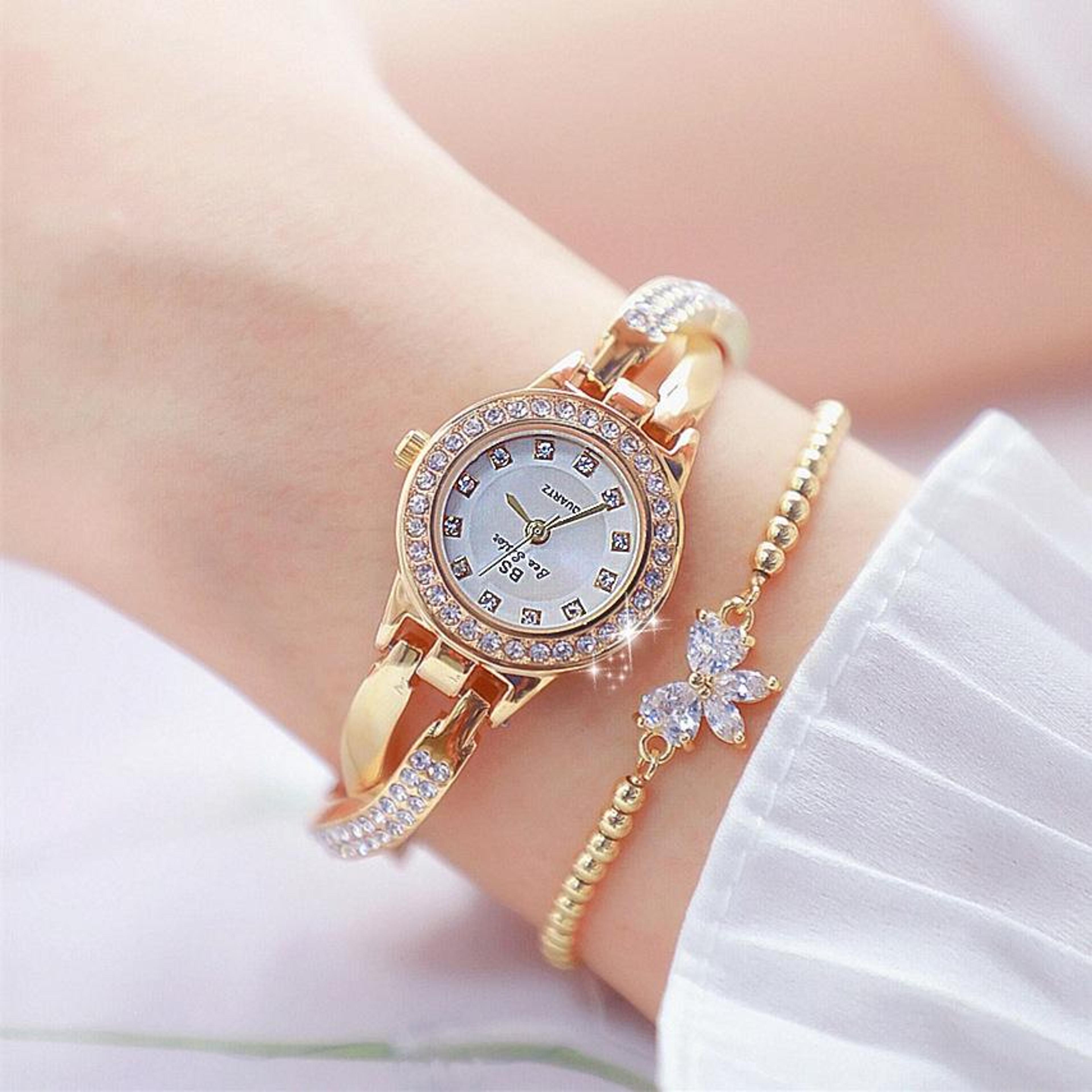 bee sister fa1531 diamond watch for women butterfly bracelet ladies watch with quartz movement