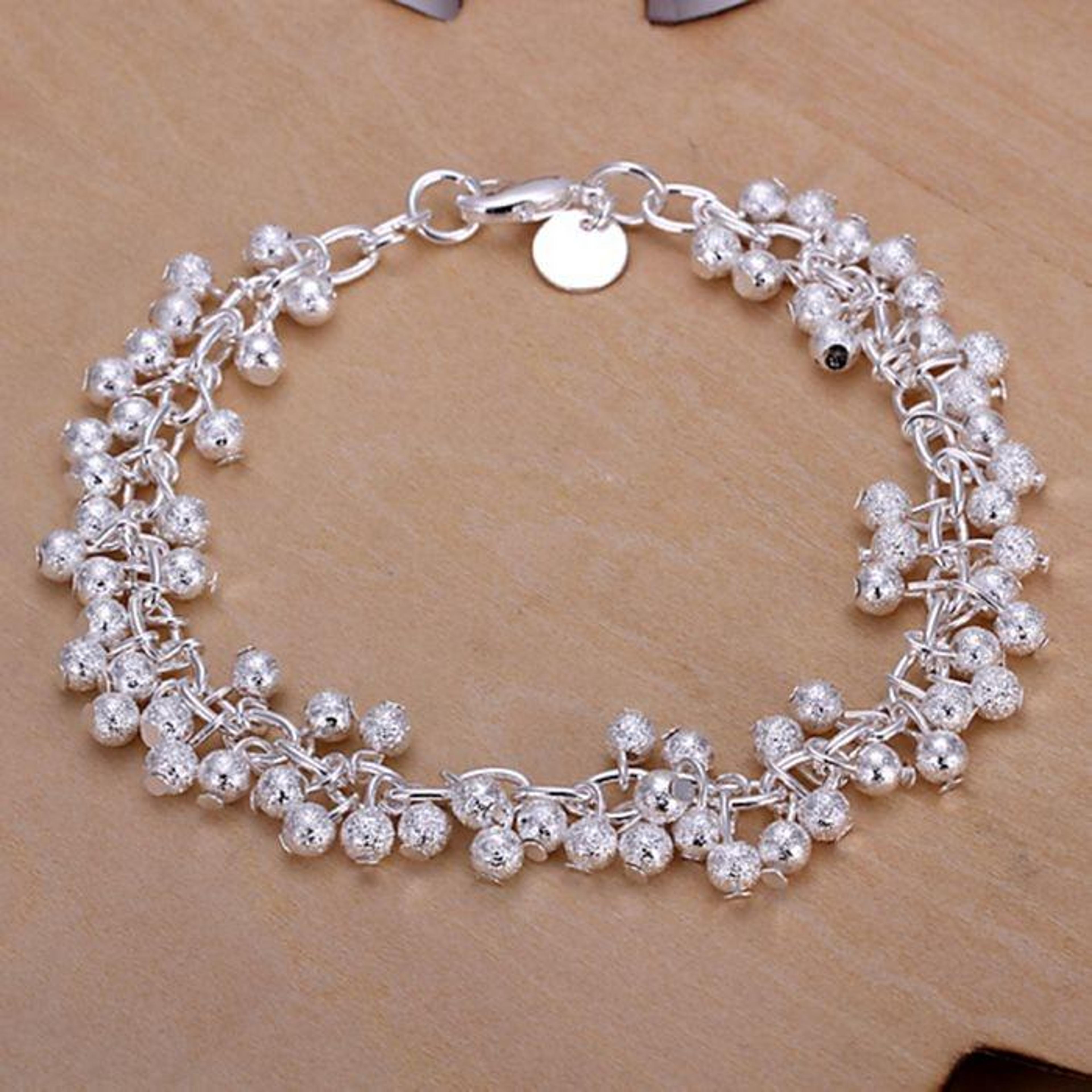 silver plated grape bracelet women's bangle with lobster buckle