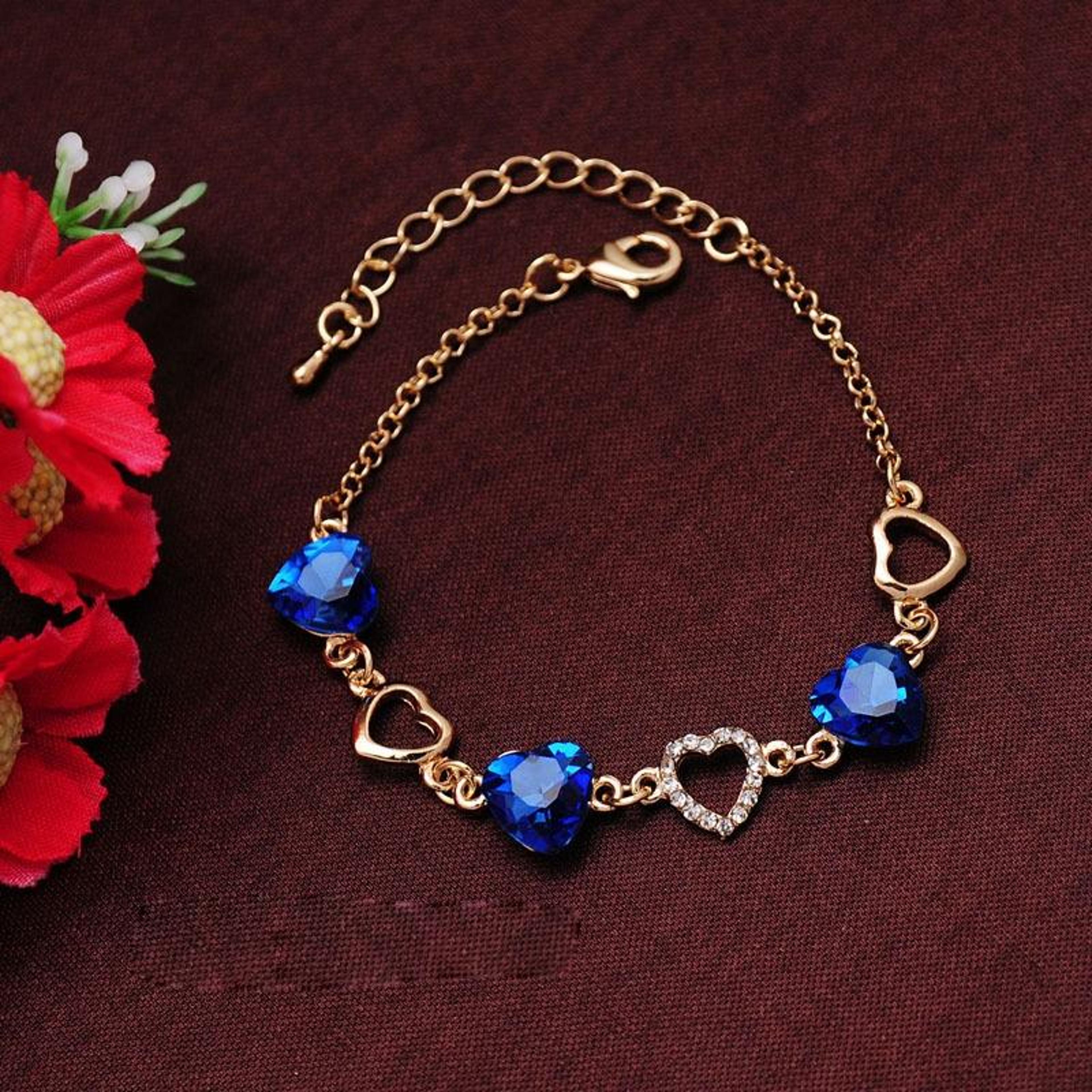 romantic heart crystal bracelet for women sparkling charm jewelry gift