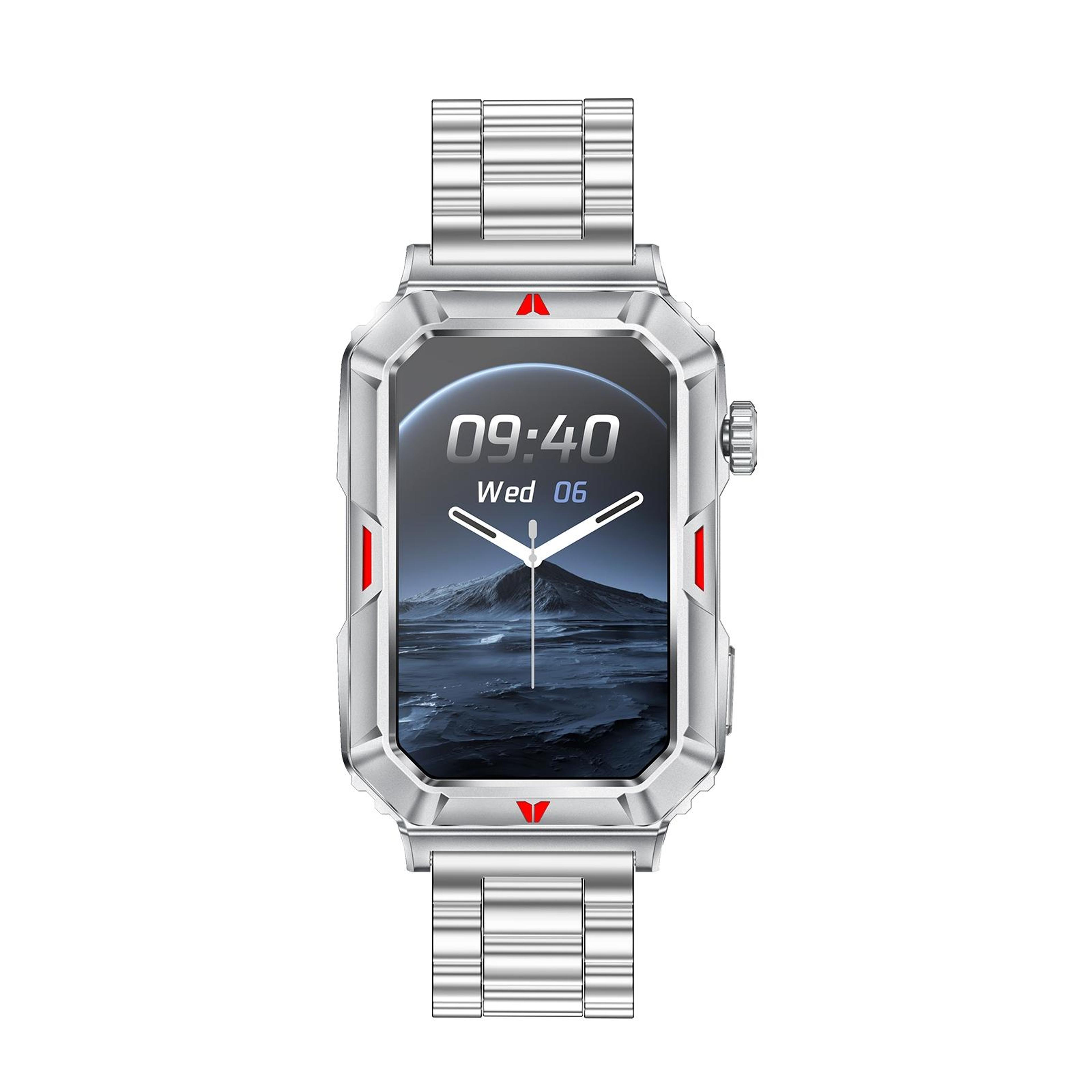 cf26 smart fitness watch with 1.57" hd display, bluetooth 5.2, sleep tracker & steel strap