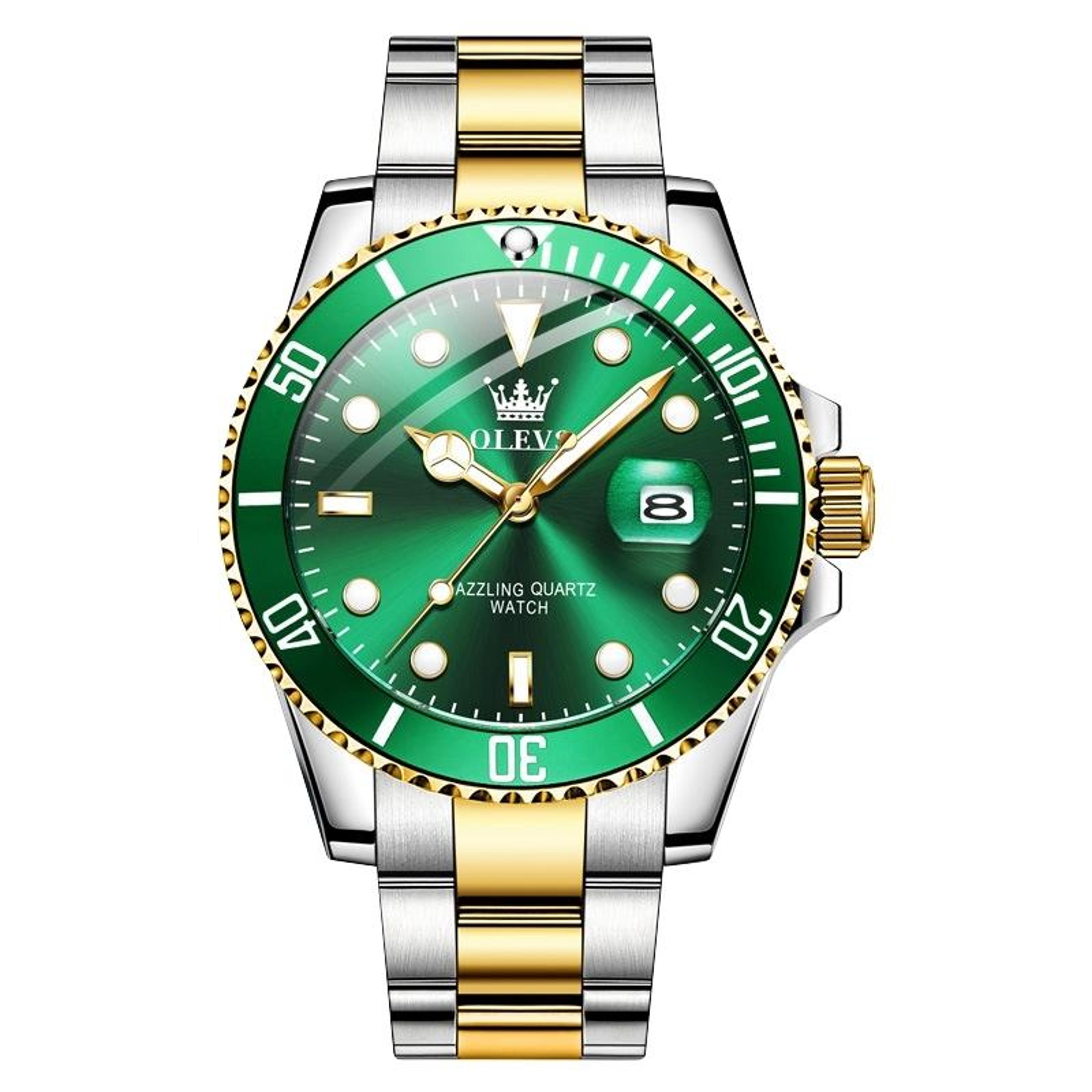 olevs 5885 men's quartz watch waterproof luminous stainless steel business watch