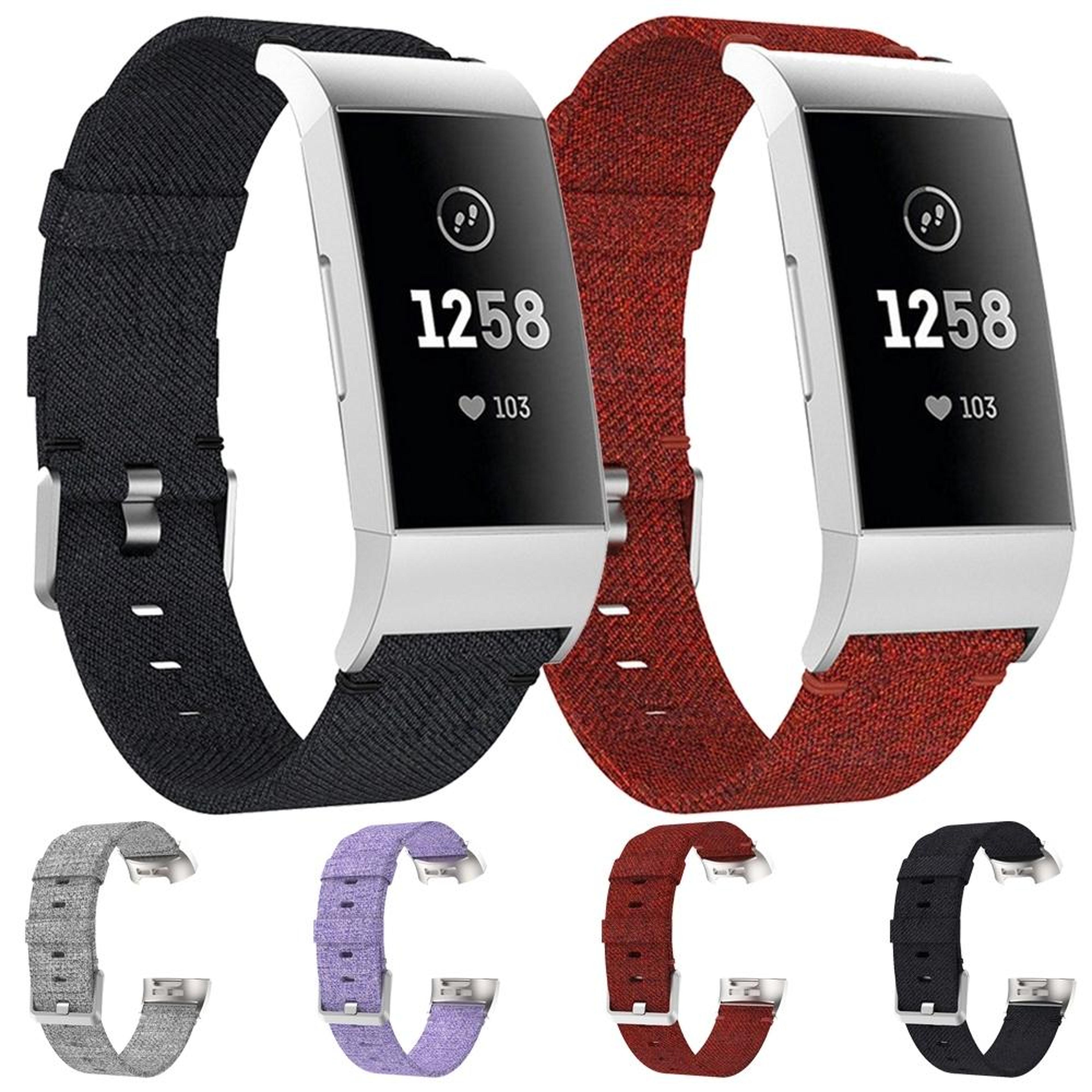 woven fitbit charge 3 band adjustable nylon watch band soft replacement strap