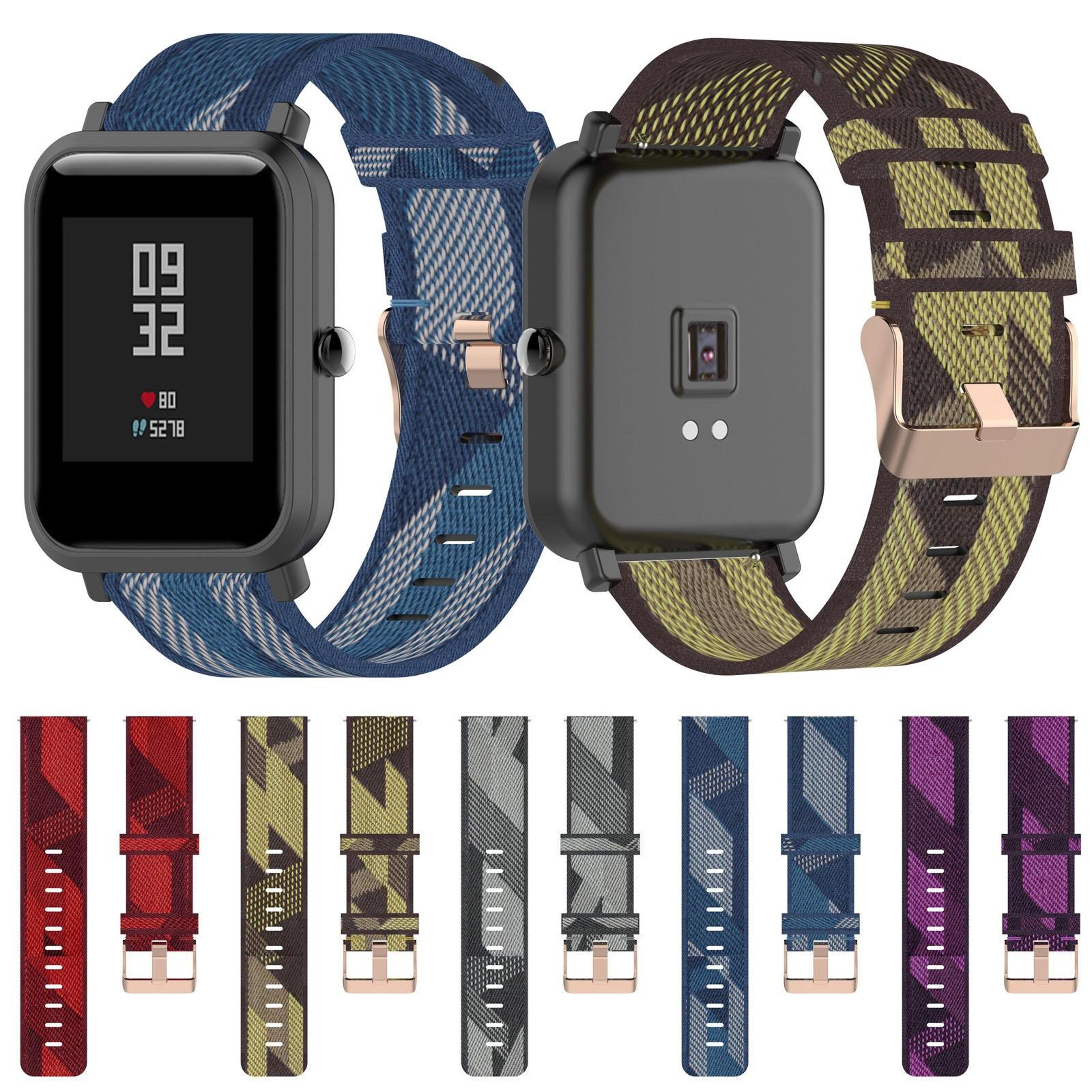 20mm nylon watch strap for amazfit gtr 42mm gts bip breathable stripe weave replacement band